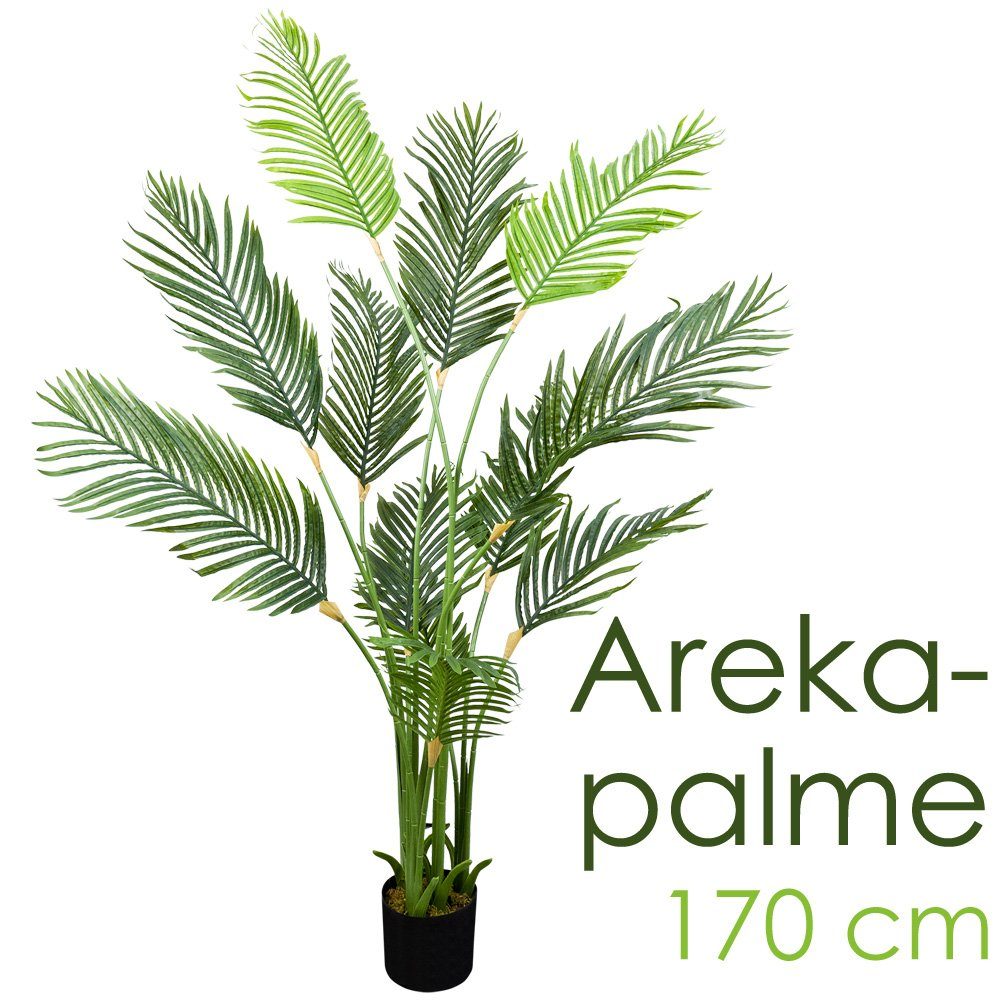 Kunstpflanze Kunstpflanze Palme Palmenbaum Arekapalme Künstliche Pflanze 170 cm Decovego, Decovego