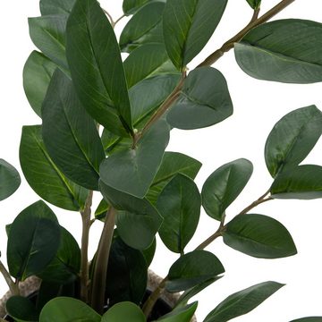 Kunstpflanze Kunstpflanze ZAMIE Kunststoff, Stoff Zamioculcas Zamiifolia, hjh OFFICE, Höhe 50.0 cm, Pflanze inkl. Rattankorb