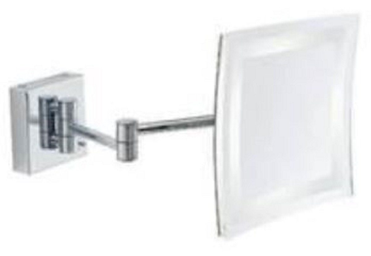 Casa Padrino Kosmetikspiegel Luxus LED Kosmetik Spiegel Silber 22 x 39 x H. 22 cm - Verstellbarer Kosmetik Wandspiegel - Verchromter Badezimmer Schmink Spiegel - Luxus Badezimmer Accessoires