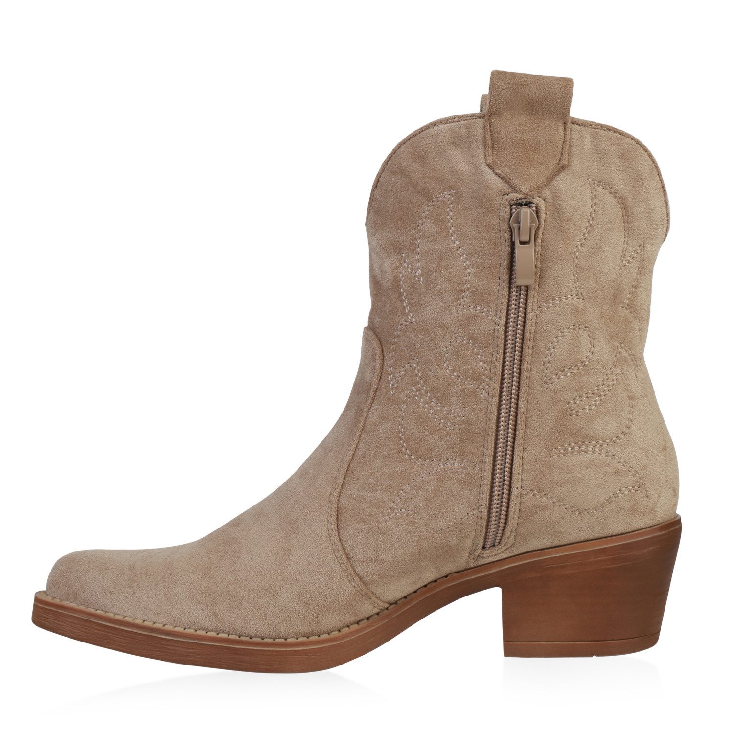 VAN HILL 835978 Cowboy Boots Damen Stiefeletten Spitze Cowboy Boots Sticker günstig online kaufen