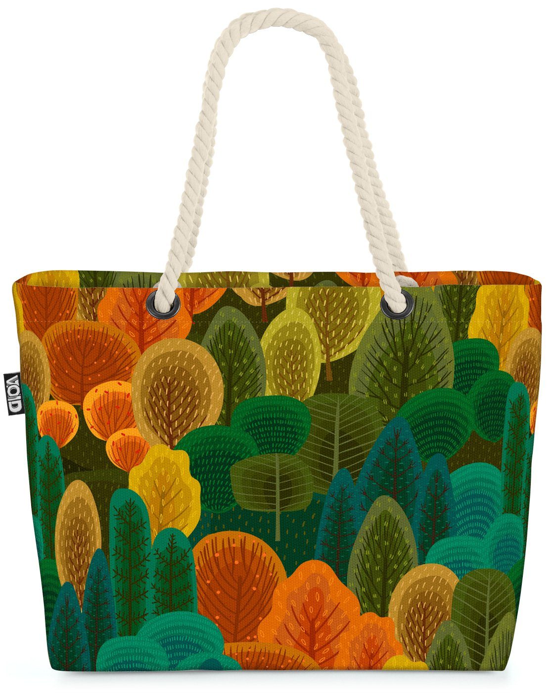 VOID Strandtasche (1-tlg), Herbstwald Bäume Beach Bag Wald Pflanzen Wandern Spazieren-gehen wandern Natur