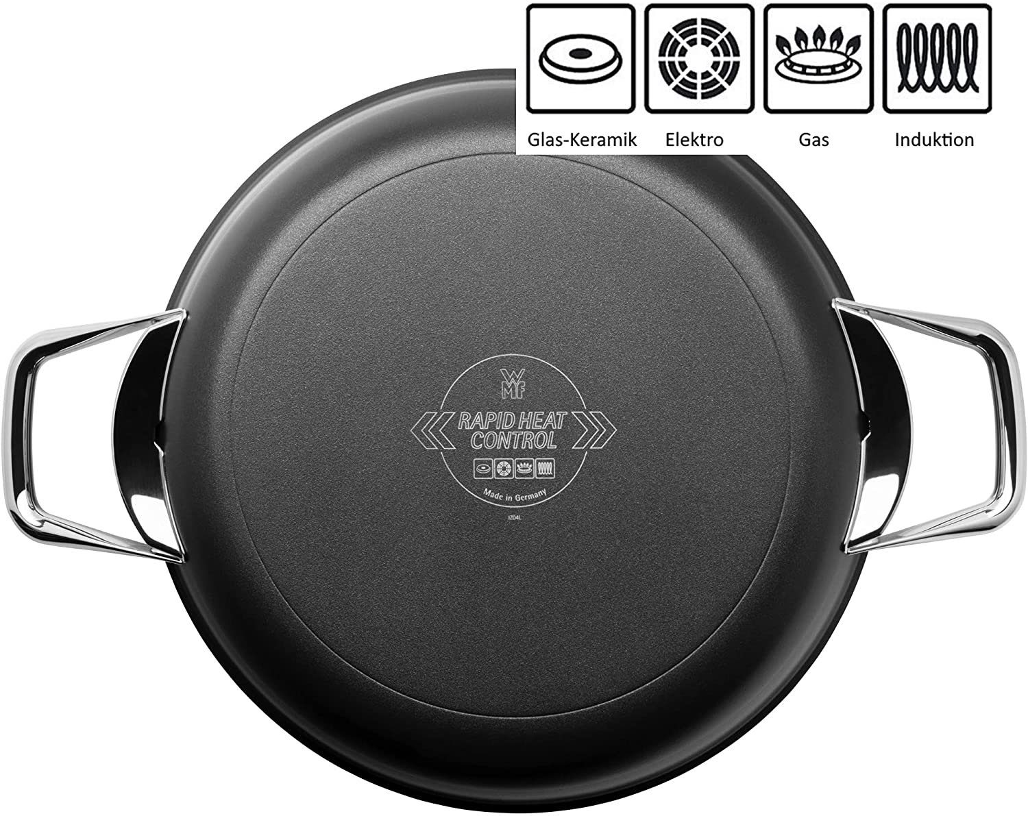 WMF Schmorpfanne Steak Profi Servierpfanne, 28 cm, Mehrschichtmaterial (1-tlg., 1x Servierpfanne beschichtet 28cm - optimal für Herdplatten mit Ø 22cm)