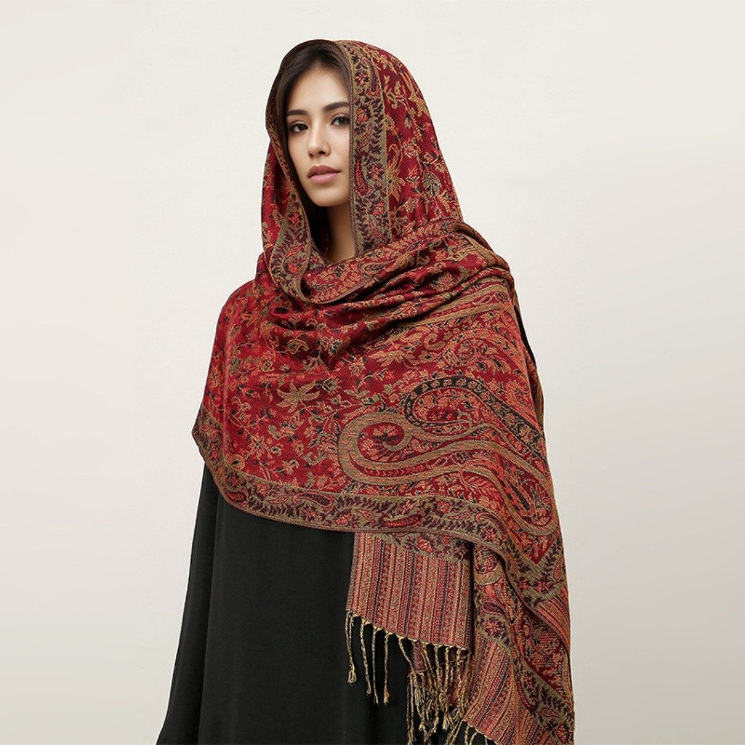 nsihing Modeschal Warmer Schal für Damen, Weiches Tuch in Kaschmir-Optik, Lange, große warme Stola mit Quasten für Herbst und Winter