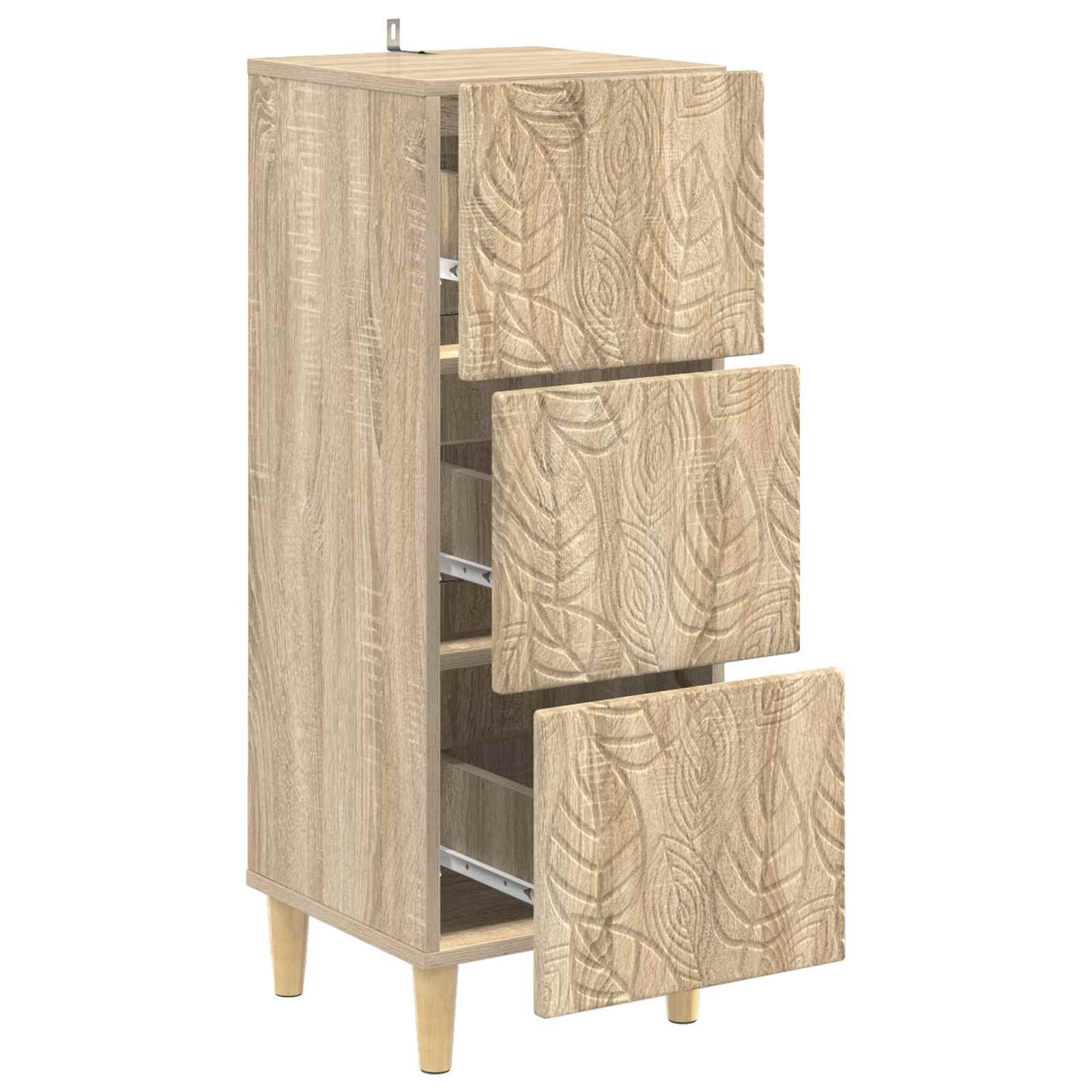 vidaXL Kommode 33 x 34,5 x 90 cm Kommode Schubladenschrank Sideboard schmal Sonoma-Ei