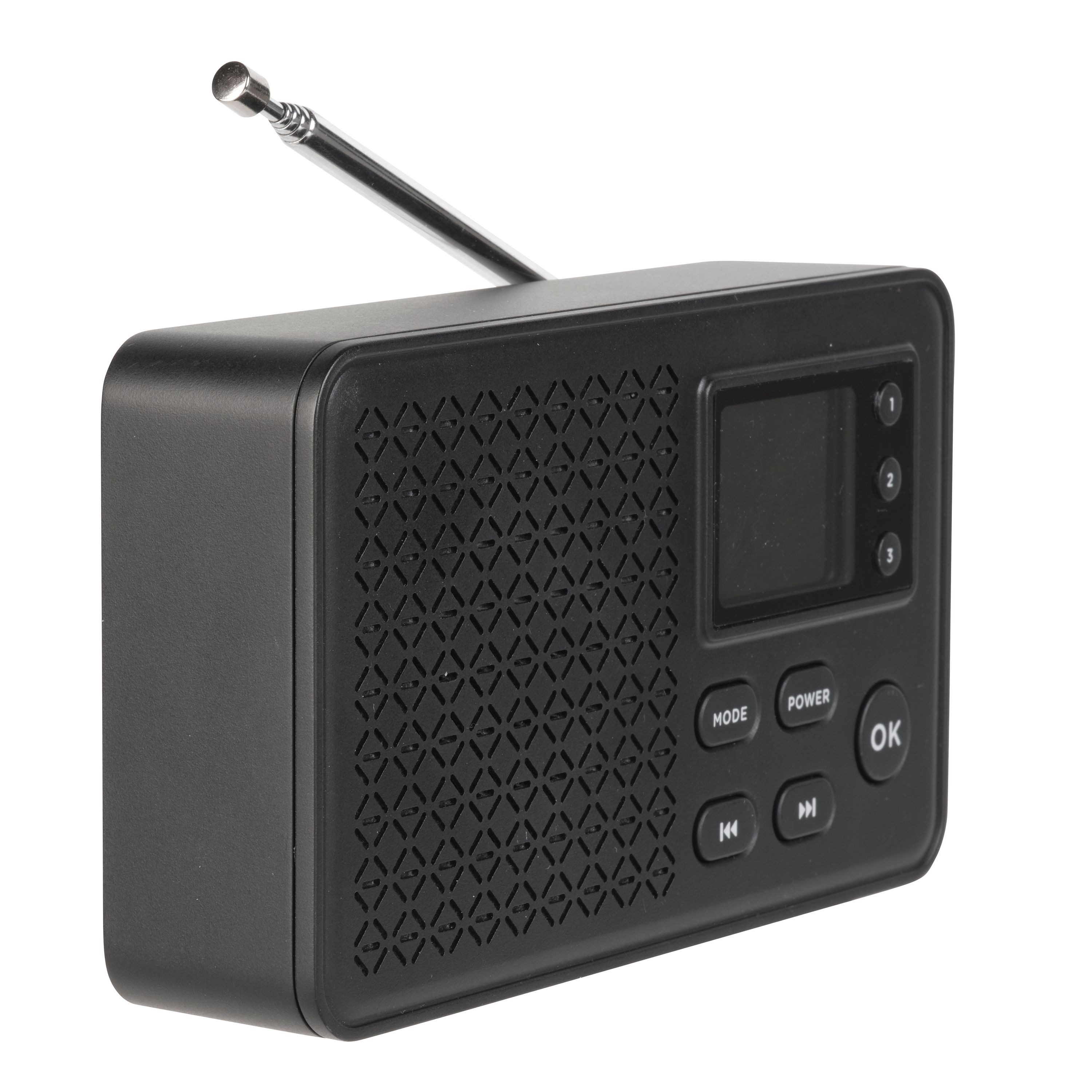 Denver DAB-57 Digitalradio (DAB) (DAB+, FM, Dual-Wecker, Schlummerfunktion, Sleep-Timer, Senderspeicher (20 DAB/20 FM + 3 Favoriten), Bluetooth, Teleskopantenne, 1 W, DAB+/FM, 40 Senderspeicher (20 DAB/20 FM), 1,77" Display, Dual-Wecker)