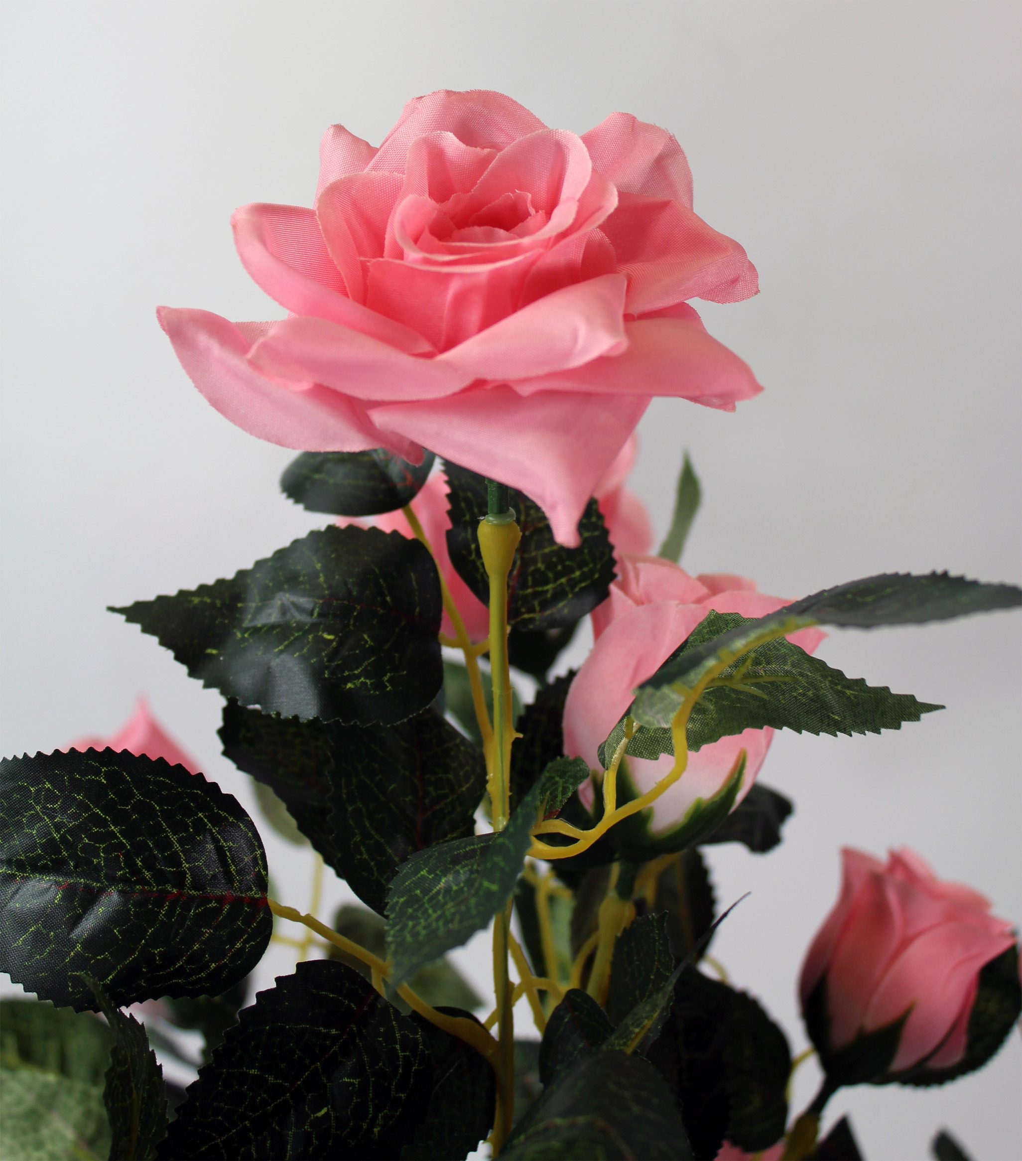 Kunstpflanze künstlicher Rosenstock Kunstrose Rose künstlich im Topf Rosa Rose, Arnusa, Höhe 90 cm, mit Echtholz-Stamm
