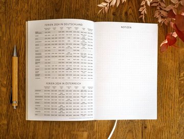 Eine der Guten Verlag Terminkalender Terminplaner 2024 - A5, creme beige, 1 Doppelseite / Woche, 144 S. FSC-Papier, Softcover, klimaneutral