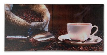 Levandeo® Leinwandbild, Wandbild 5er Set 86x42cm Leinwand Kaffee Cappuccino Küche Deko
