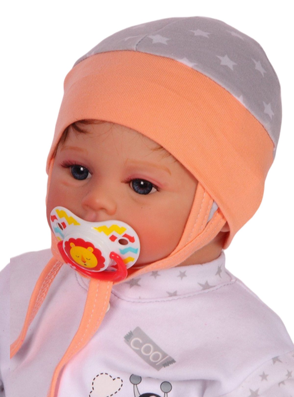 Erstlingsmütze Mütze für Neugeborene Babymütze Baby Haube in Grau Orange