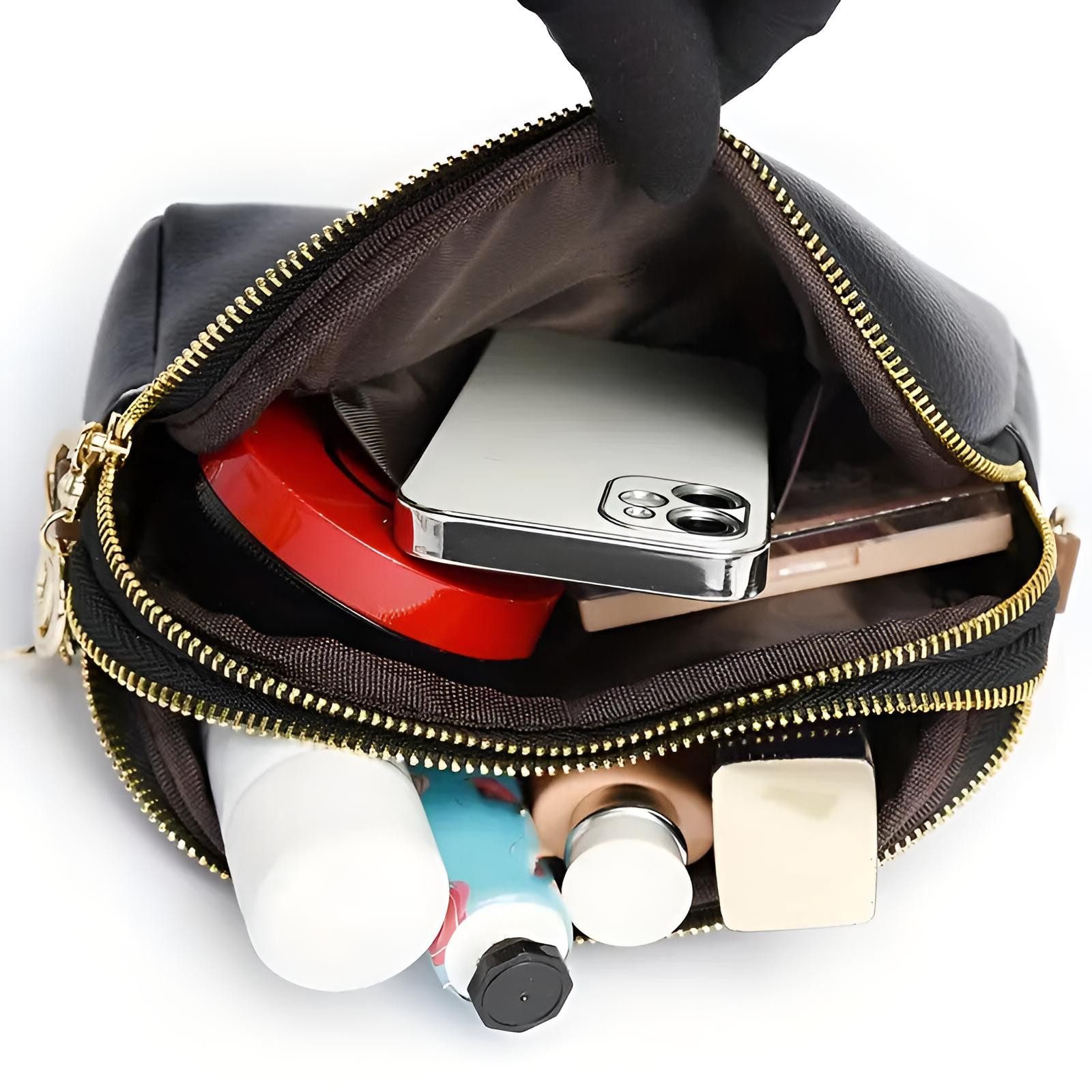 S&T Design Handtasche Kleine Umhängetasche Damen Leder Schultertasche Crossbody Bag, Verstellbare Länge Größe Leder Tasche Frauen Reißverschluss – Bild 2 von 5