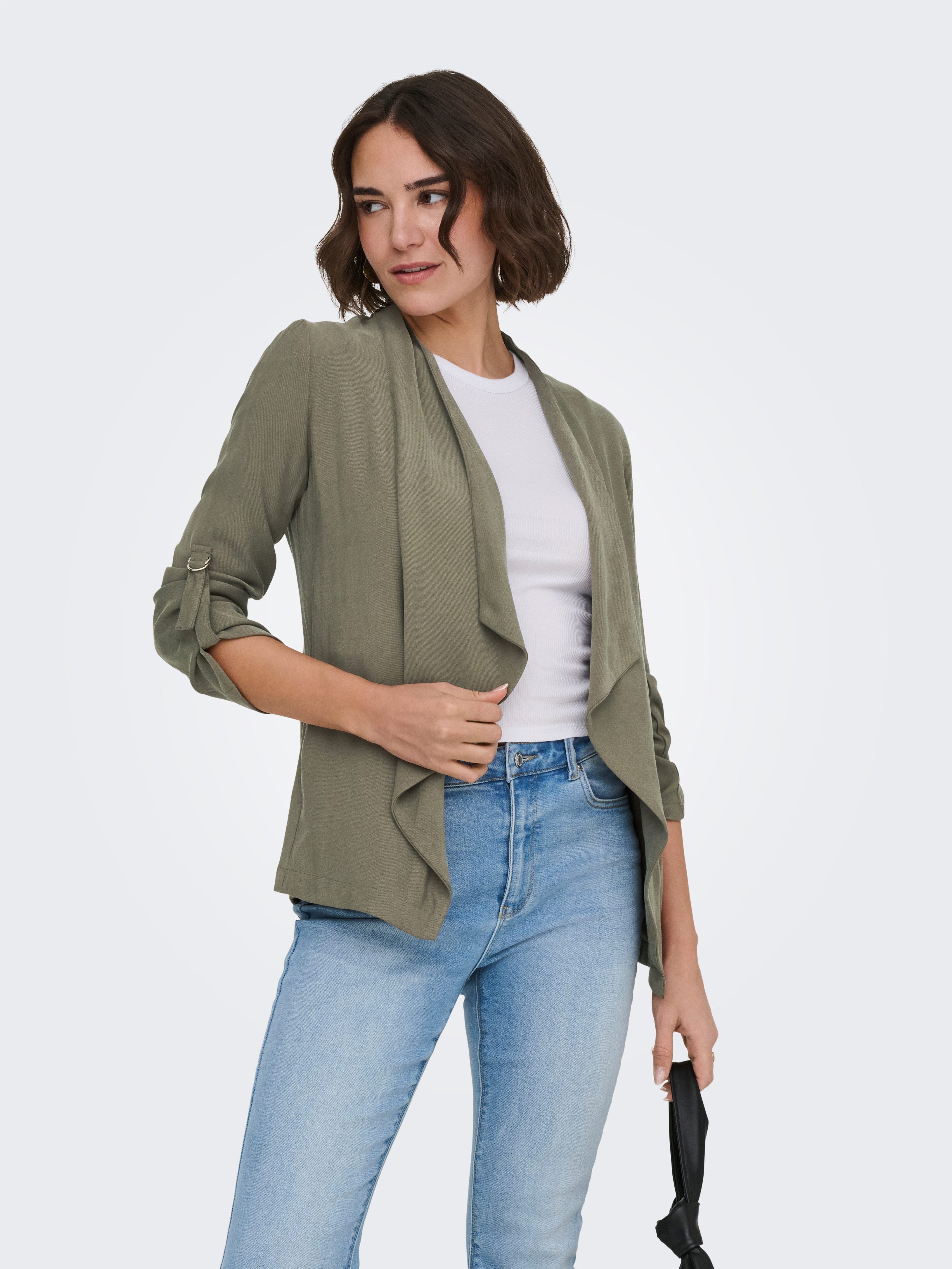 ONLY Blusenjacke ONLLALIA 3/4 OPEN JACKET PNT Viskosemischung