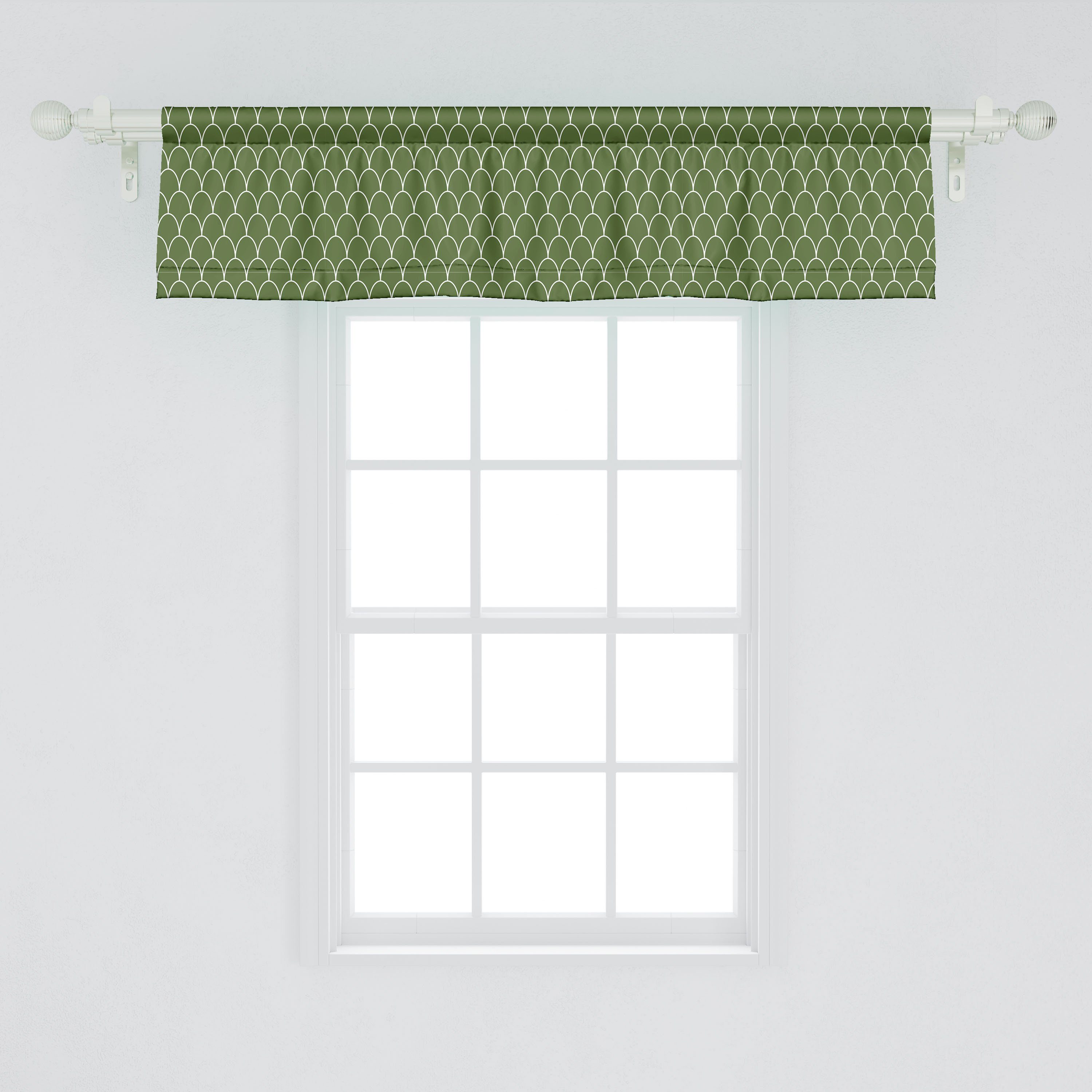 Scheibengardine wellige Grün Volant Schlafzimmer Dekor Form mit Küche Microfaser, Stangentasche, Abakuhaus, Vorhang für Geometrische