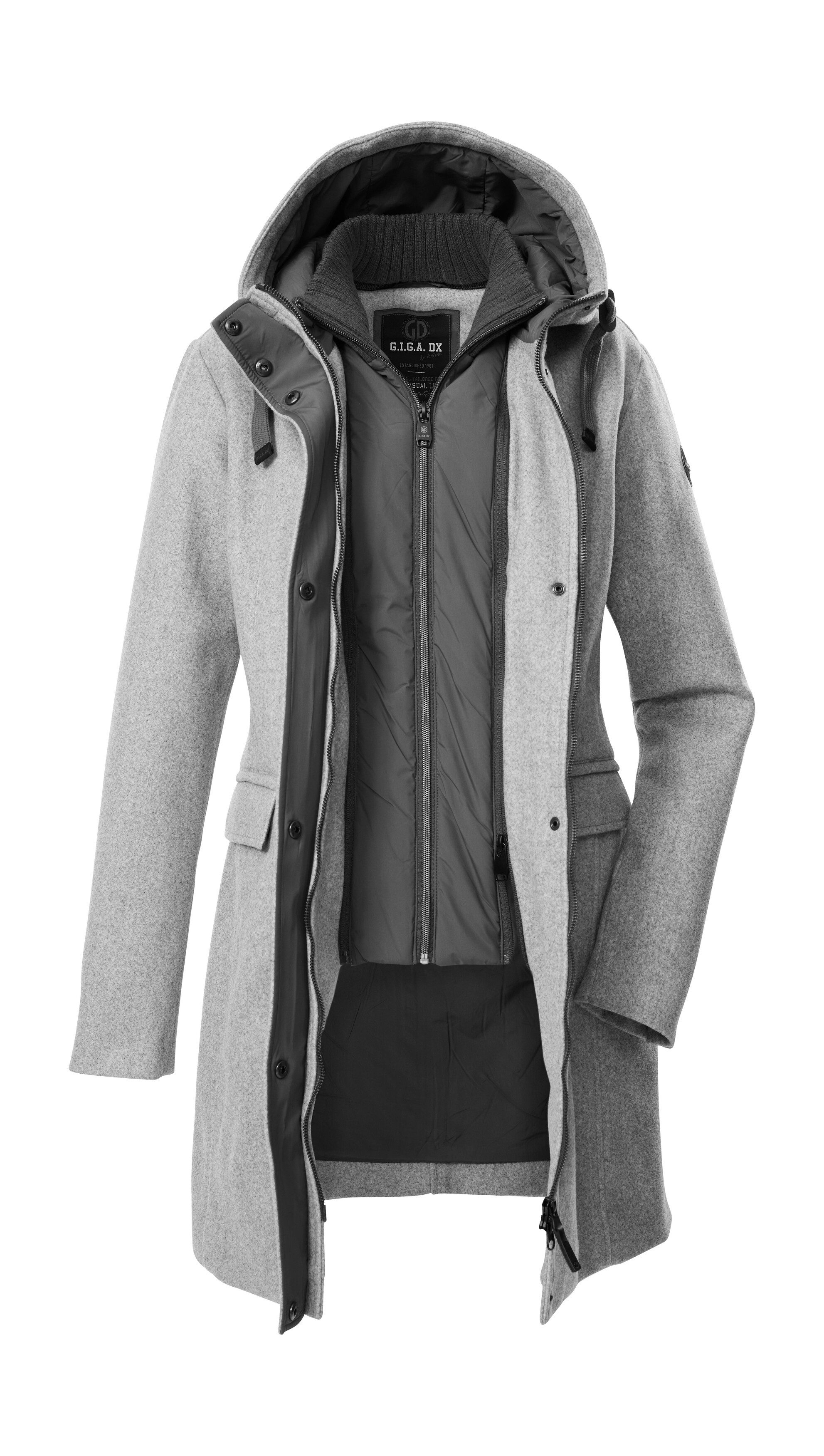 G.I.G.A. DX by killtec Parka GW 19 WMN PRK Windabweisender Damen Parka mit Kapuze, Gilet, 2-Wege-Reißverschluss