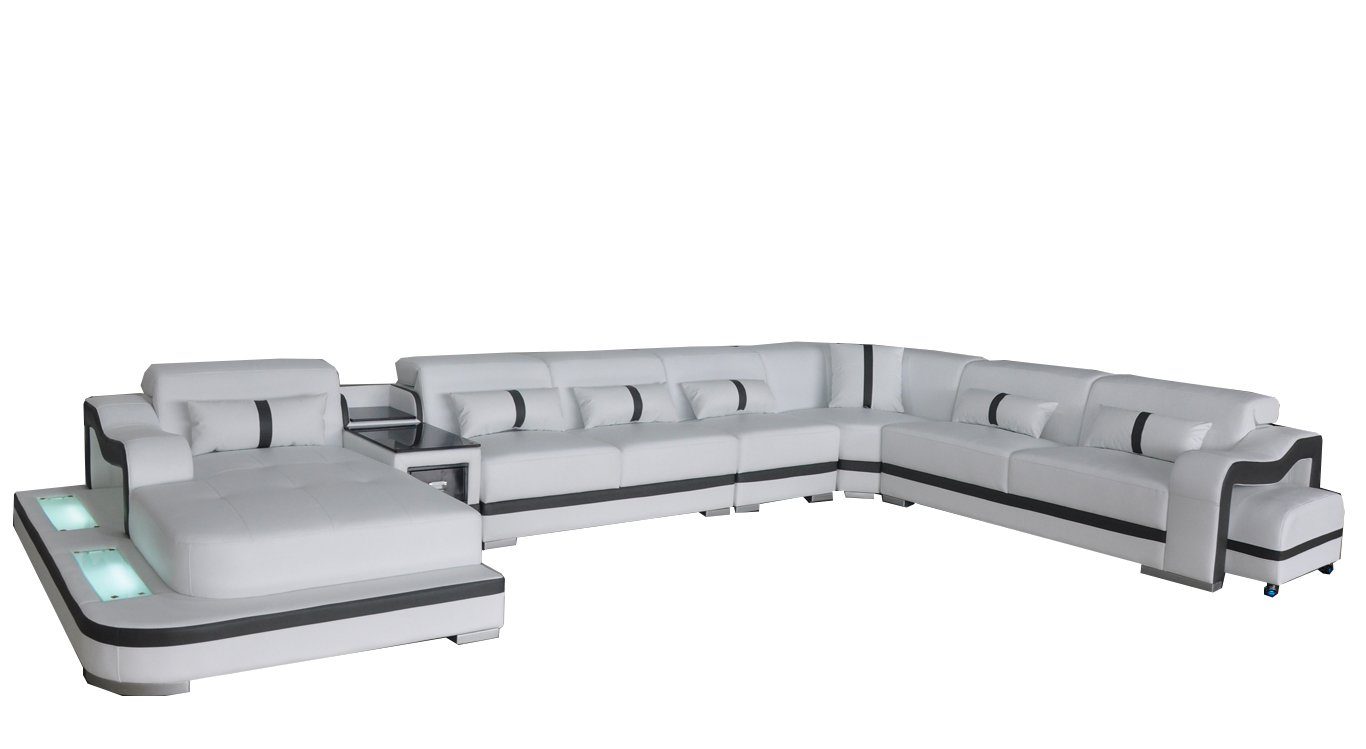 JVmoebel Ecksofa Leder Couch Wohnlandschaft Design Modern Eck Garnitur Sofa mit USB