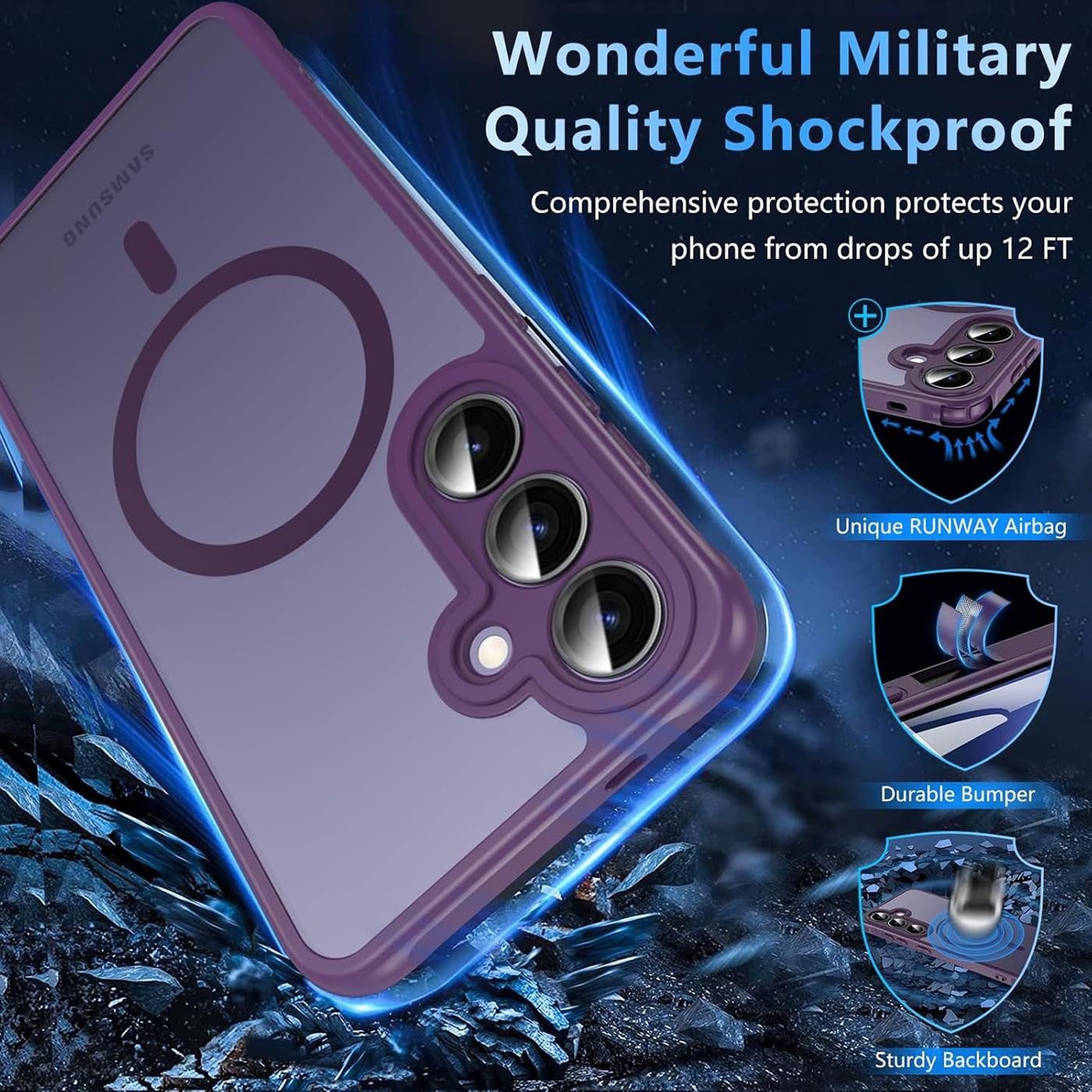 CoolGadget Handyhülle Magnet-Hülle für Samsung Galaxy S25 FE Schutzhülle magnetisch 6,7 Zoll, Hülle Matt Stoßfest kompatibel mit QI-Laden Zubehör Kameraschutz C – Bild 4 von 5