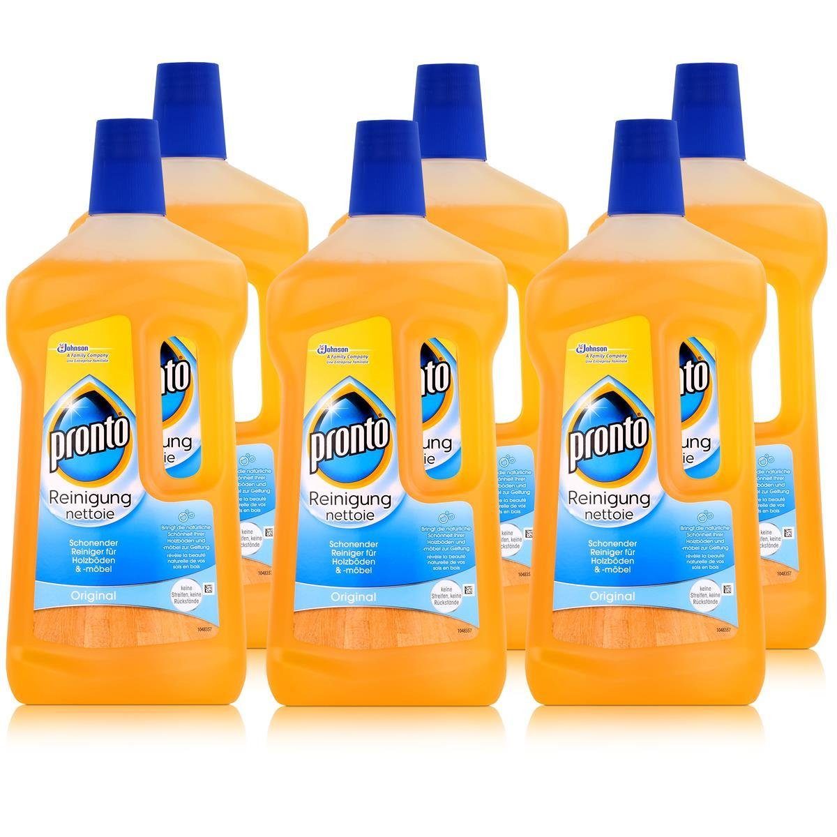 Pronto Reinigung 750ml - Schonender Reiniger für Holzböden & -möbel (6 Fussbodenreiniger