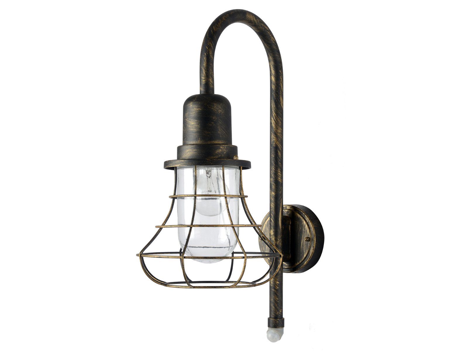 ECO-LIGHT LED Außen-Wandleuchte, Bewegungsmelder, LED wechselbar, warmweiß, Große Industrial Wandlaterne Hauswand, mit Bewegungsmelder, H: 55cm