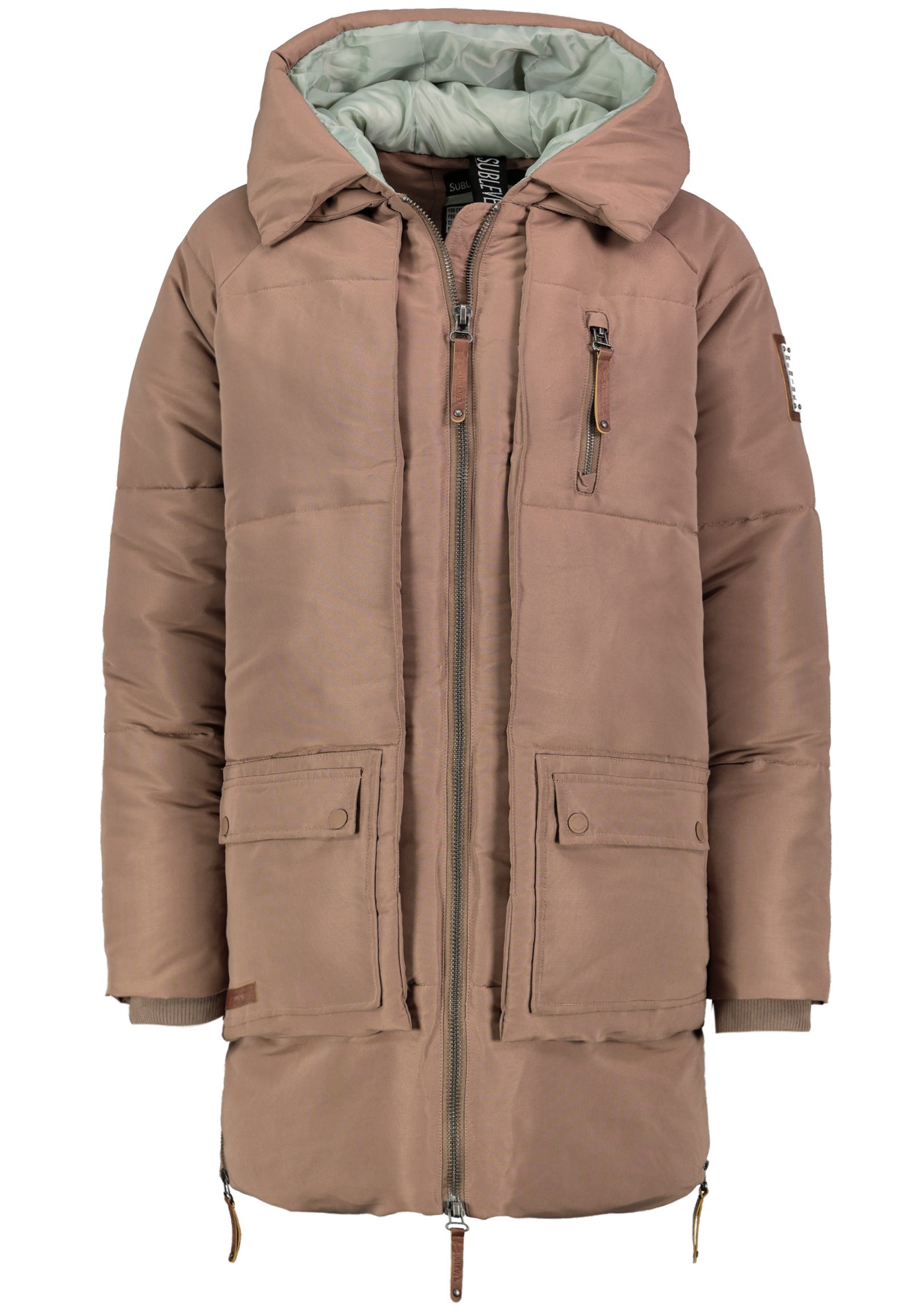 Olive Wintermantel Mantel Jacke Winter Steppjacke Parka Steppmantel Oversize Parka SUBLEVEL