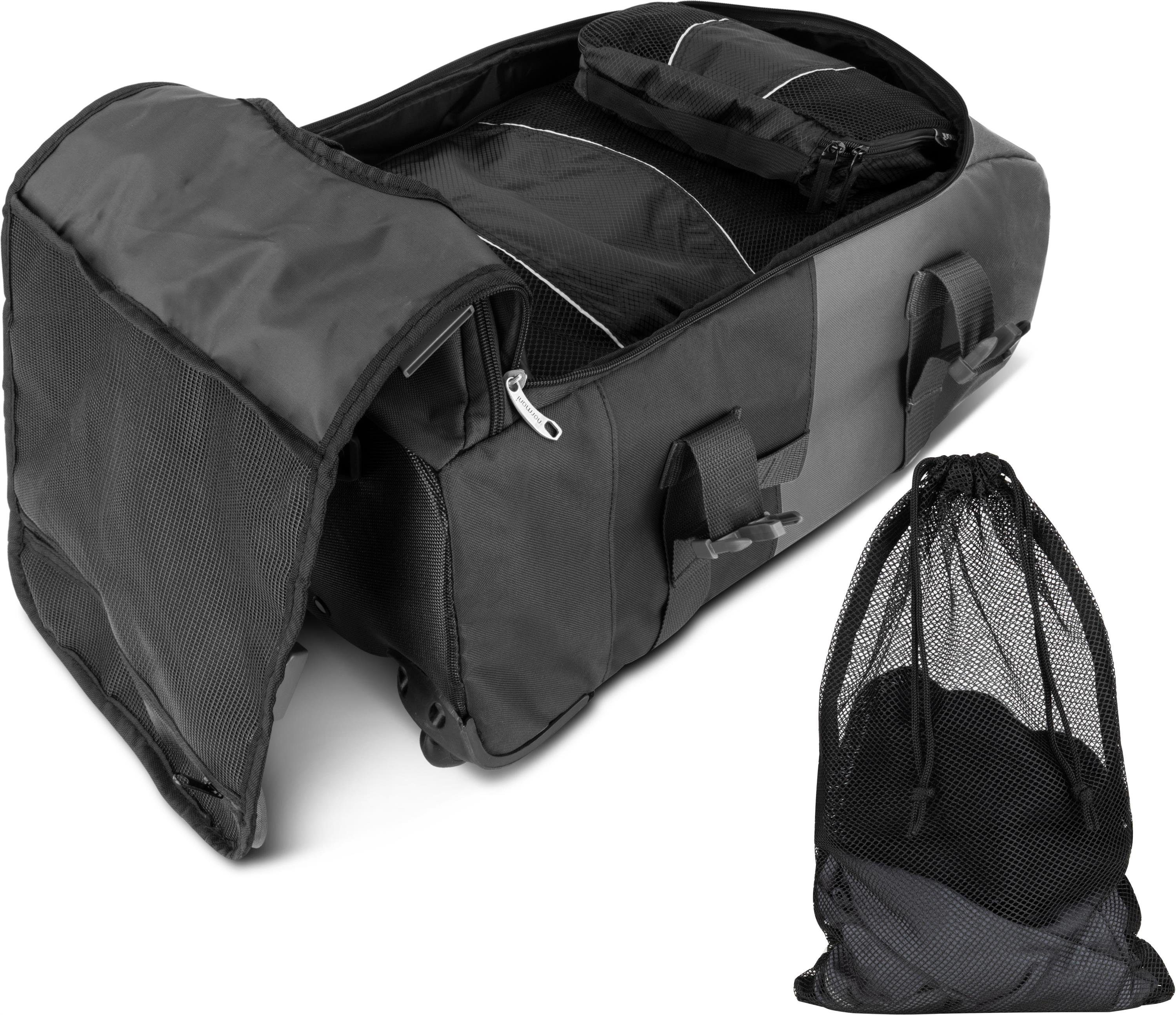 normani Reisetasche Reisetasche mit 5 passenden Kleidertaschen Melano, 2-in-1 - Rucksack und Trolley Schwarz/Grau | Reisetaschen