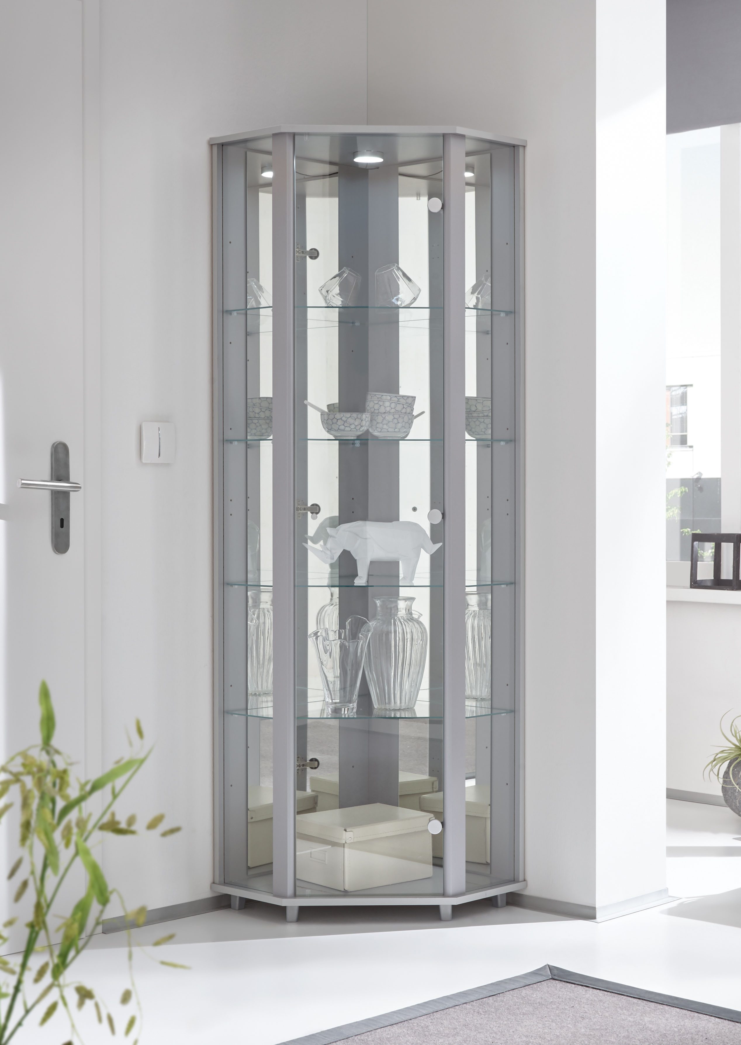 fif möbel Eckvitrine TRIO Höhe ca. 172 cm, ink. Beleuchtung Eckvitrine/Glas günstig online kaufen