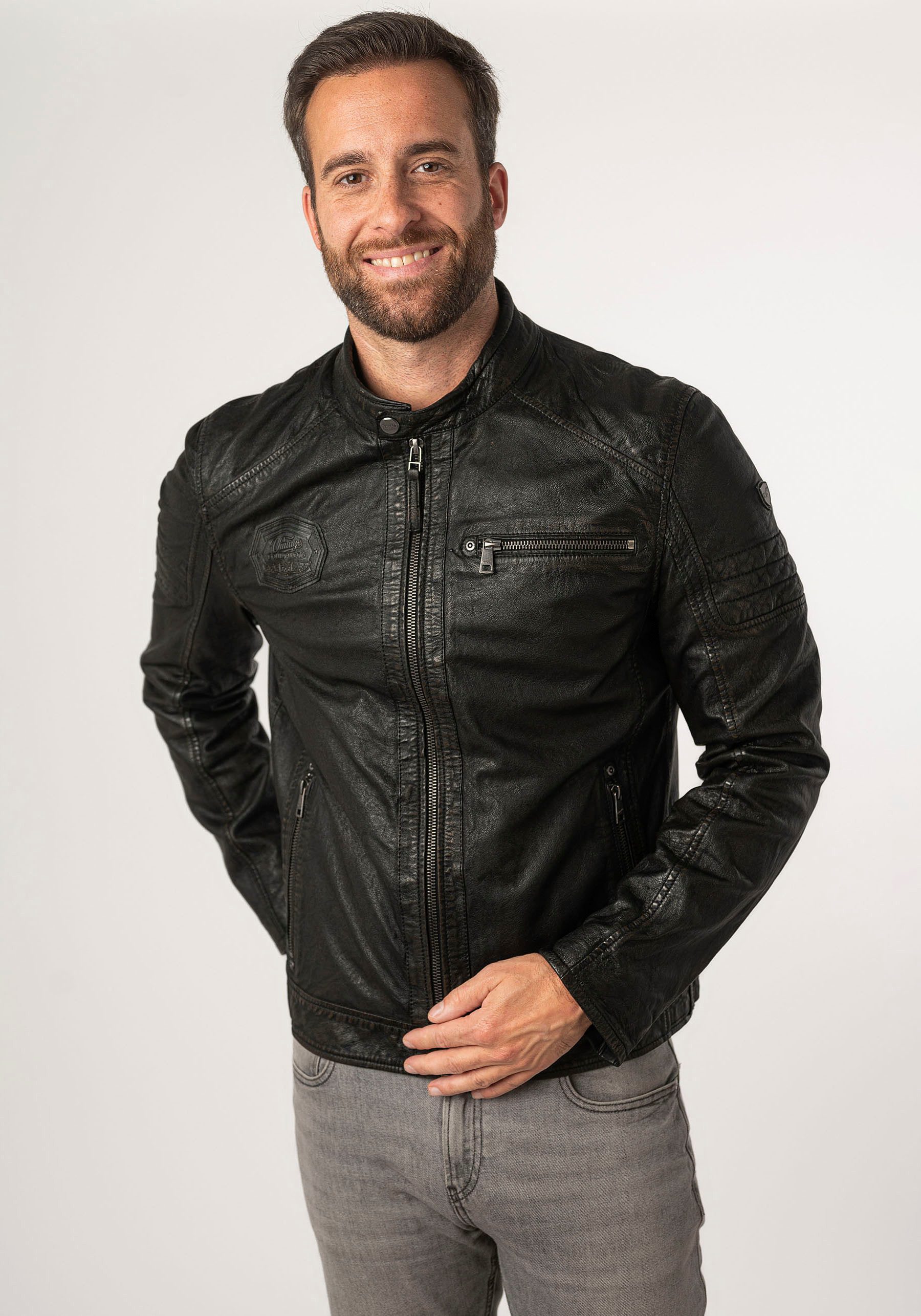 Mauritius Lederjacke MMJenno mit Jerseykapuze, Reißverschluss, günstig online kaufen