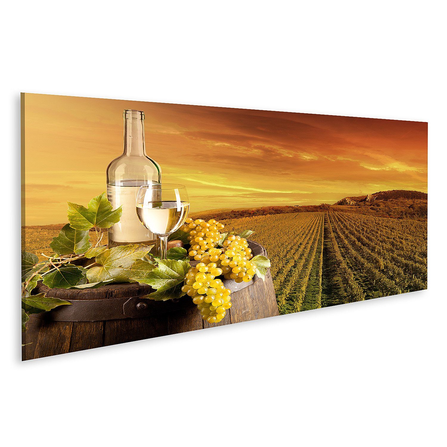 Leinwandbild Bild auf Leinwand Detail von Wein mit Fass auf Weinberg Wandbild Poste