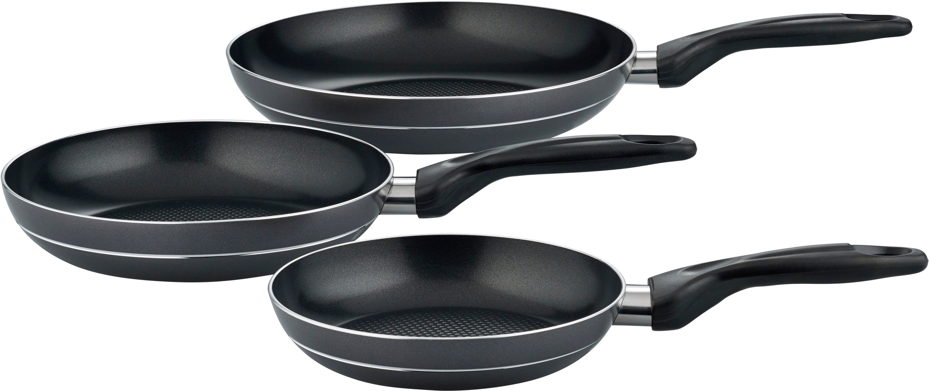 my home Pfannen-Set Aliya, Aluminium (Set, 3-tlg., je 1x Pfanne 20cm, 24cm, 28cm), Antihaft-Versiegelung, Wabenboden, Induktion