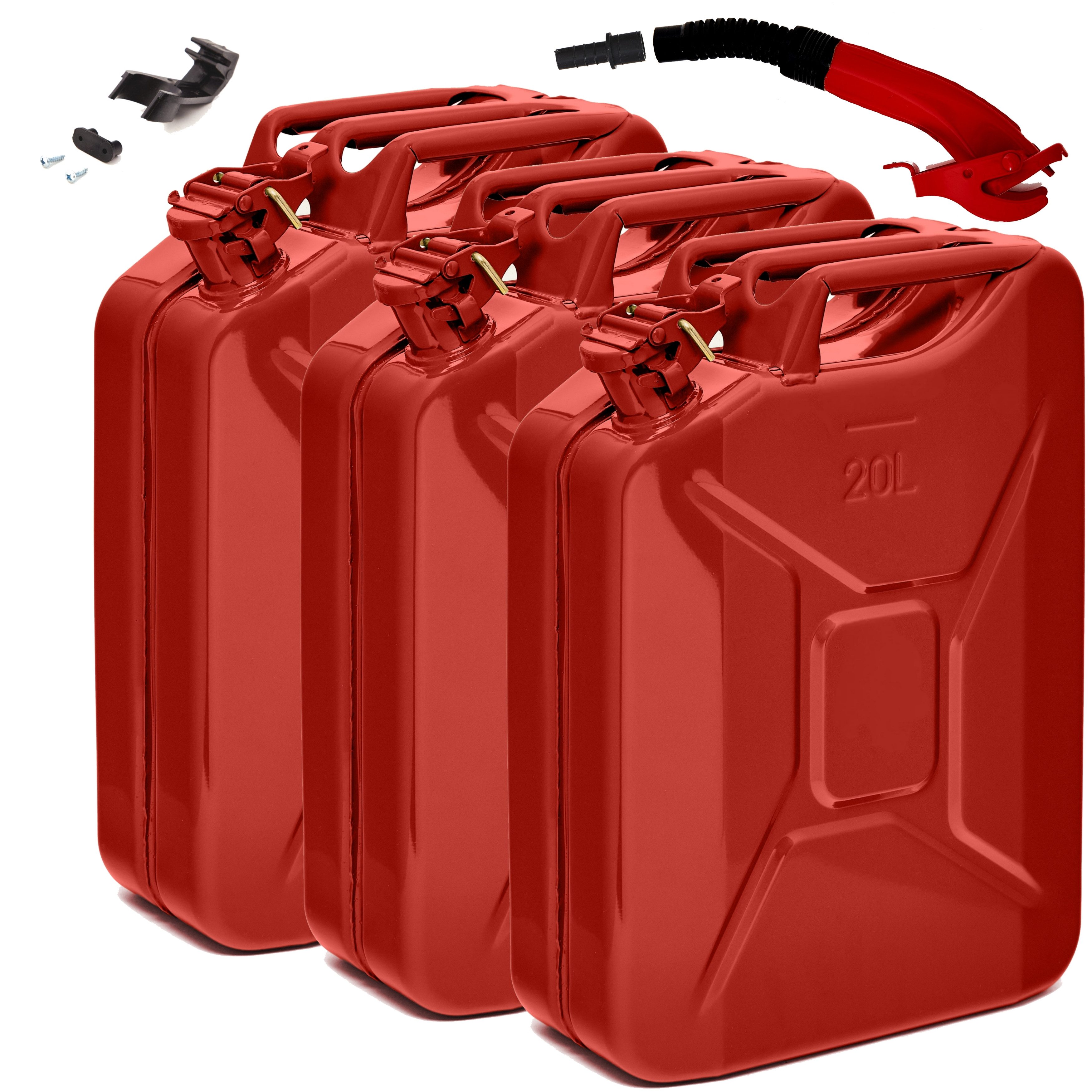 BW Benzinkanister Metall Kraftstoffkanister 20 L mit Ausgießer (mit Ausgießer, Made in Europe), TÜV-geprüft und UN-Zulassung