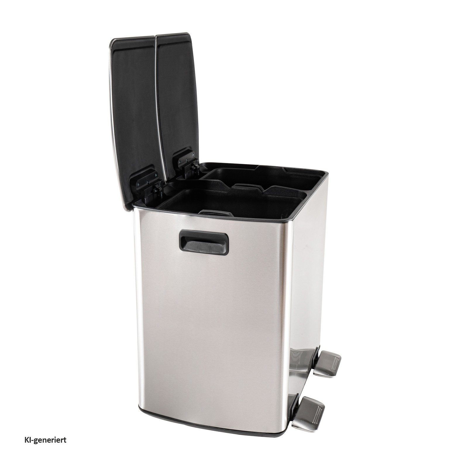 HTI-Living Mülltrennsystem Mülleimer mit 2 Kammern Jannik 40 Liter Silber, Mülltrennsystem Edelstahl – Bild 2 von 3