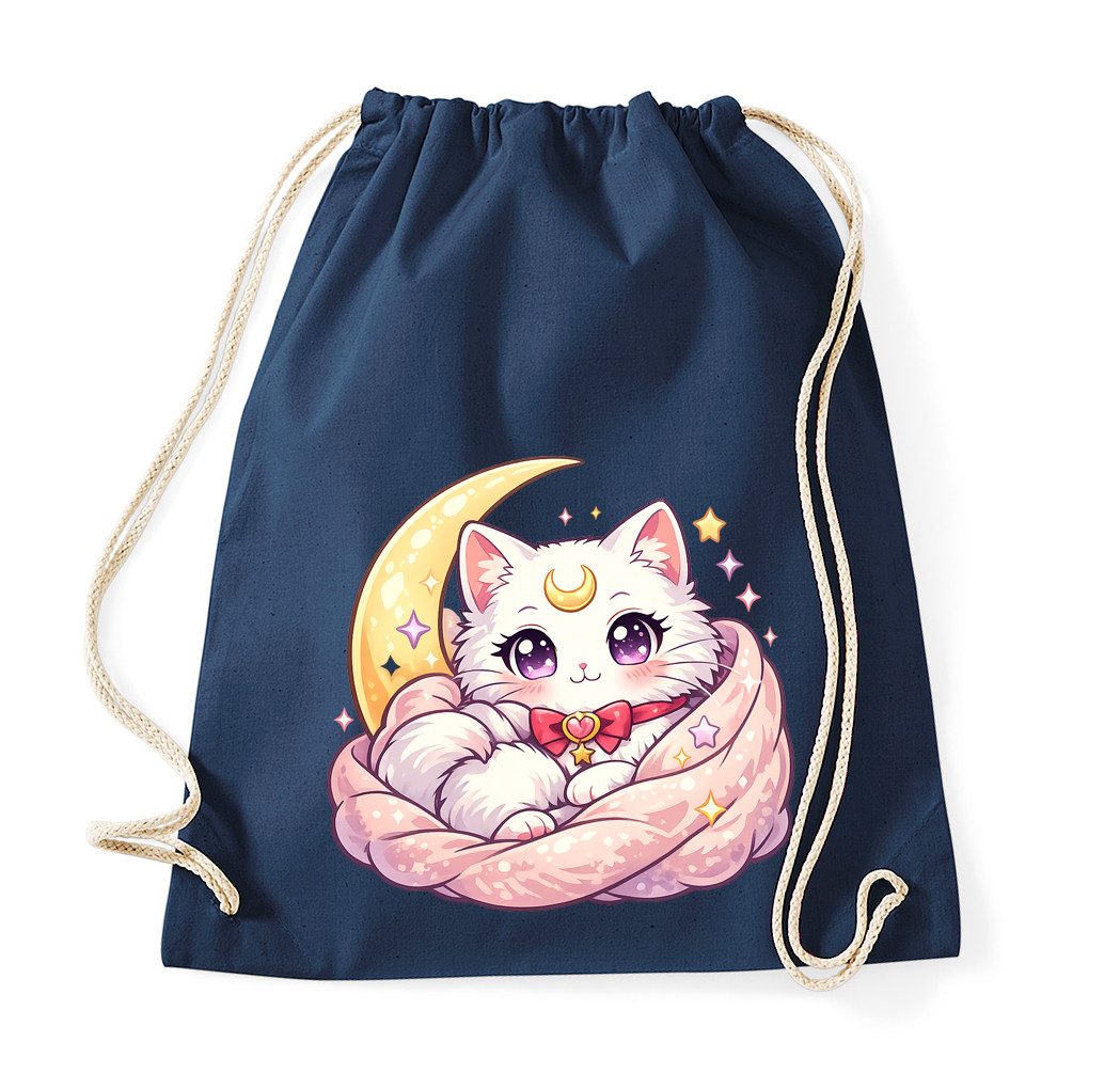 Turnbeutel Anime Katze Mond Turnbeutel Kawaii Cozy CatMoon Beutel Manga Süß