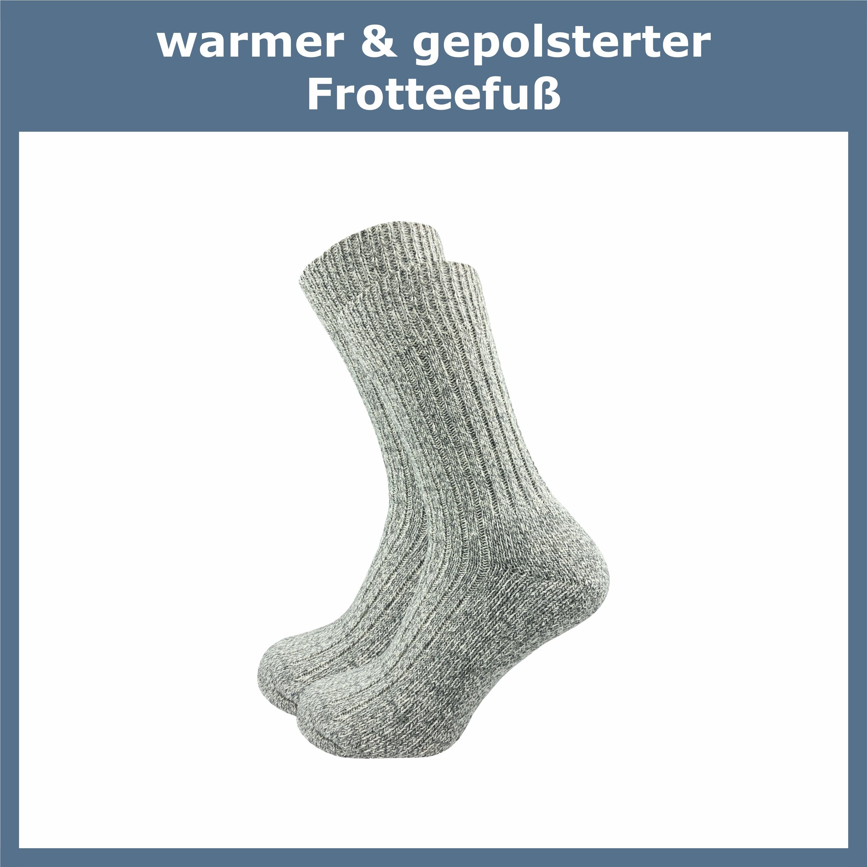GAWILO Fersenpolster Wolle (10 Paar) Plüschsohle Thermosocke für Füße für Norwegersocken aus kalte gegen und - Dickes hellgrau Füße warme Herren - 70% Wintersocken