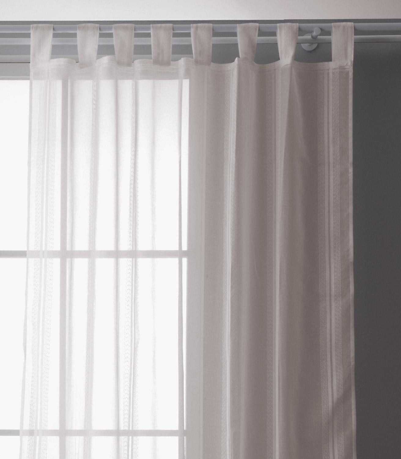 Home4You Vorhang Schlaufenschal, 140 x 245 cm, Beige, (1 St), Schlaufen, transparent, Polyester, Polyester, transparent, mit Längsstreifen