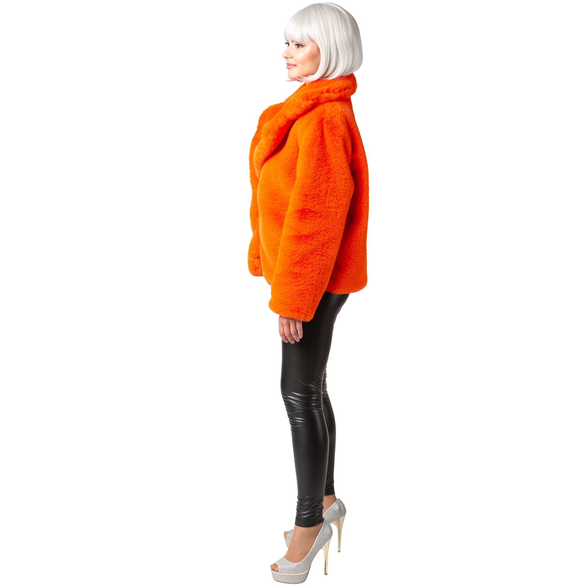 Orlob Kostüm Plüschjacke Orange Retro Damen