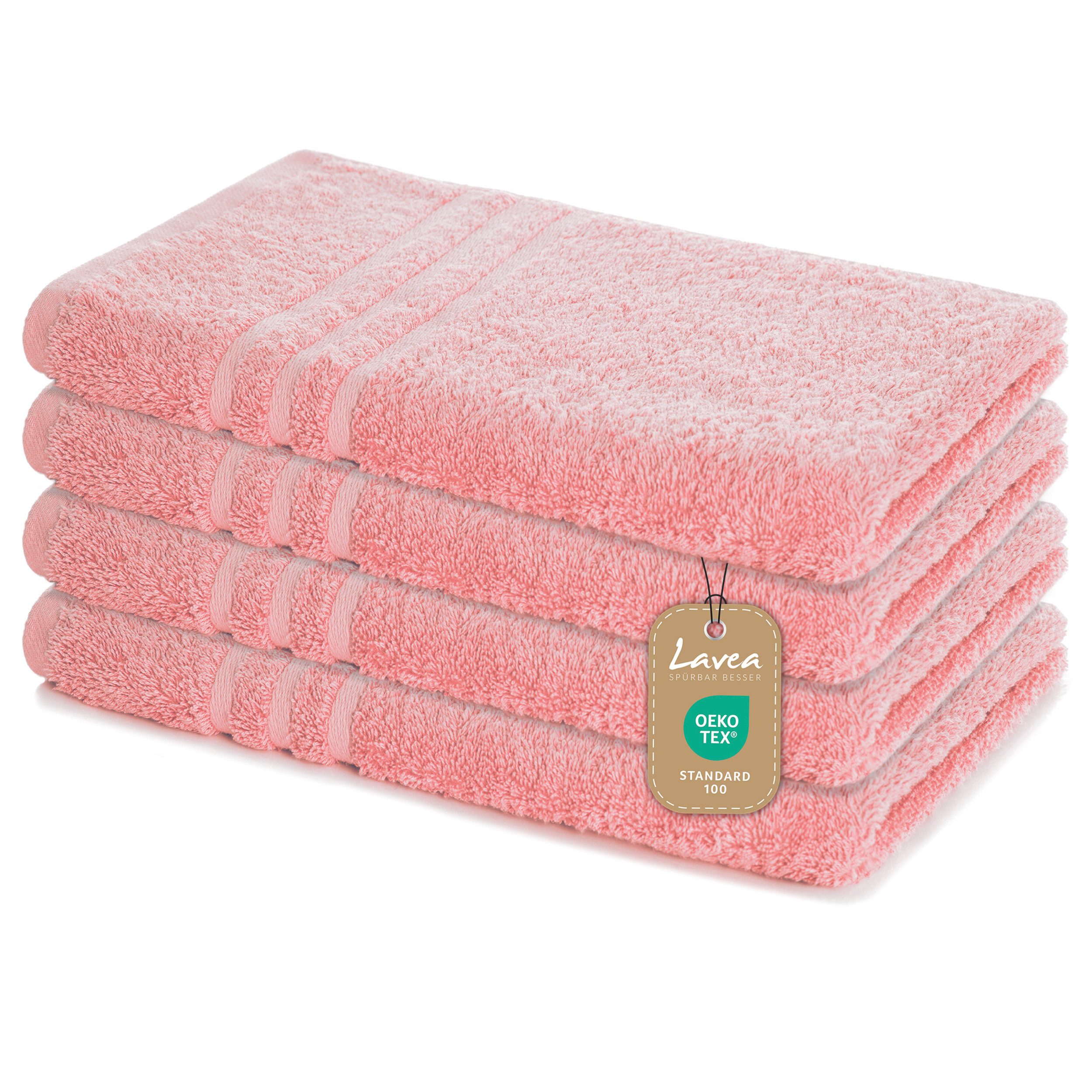 Lavea Handtuch Lavea® 4er Set Handtücher 50x100 cm, Elena Frottiererie, 100% Baumwolle (4er Set), 500 g/m² Frottier, weich & saugstark, pflegeleicht