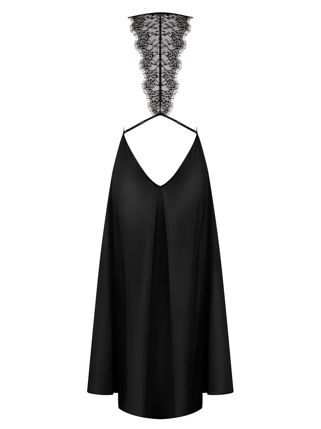 rückenfrei schwarz Minikleid Obsessive Agatya Satin Abendkleid (1-tlg)