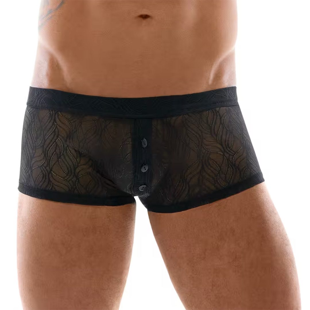 Svenjoyment Boxershorts Transparente Boxershorts mit Knöpfen - schwarz (1-St) Mit Knopfleiste zum Öffnen