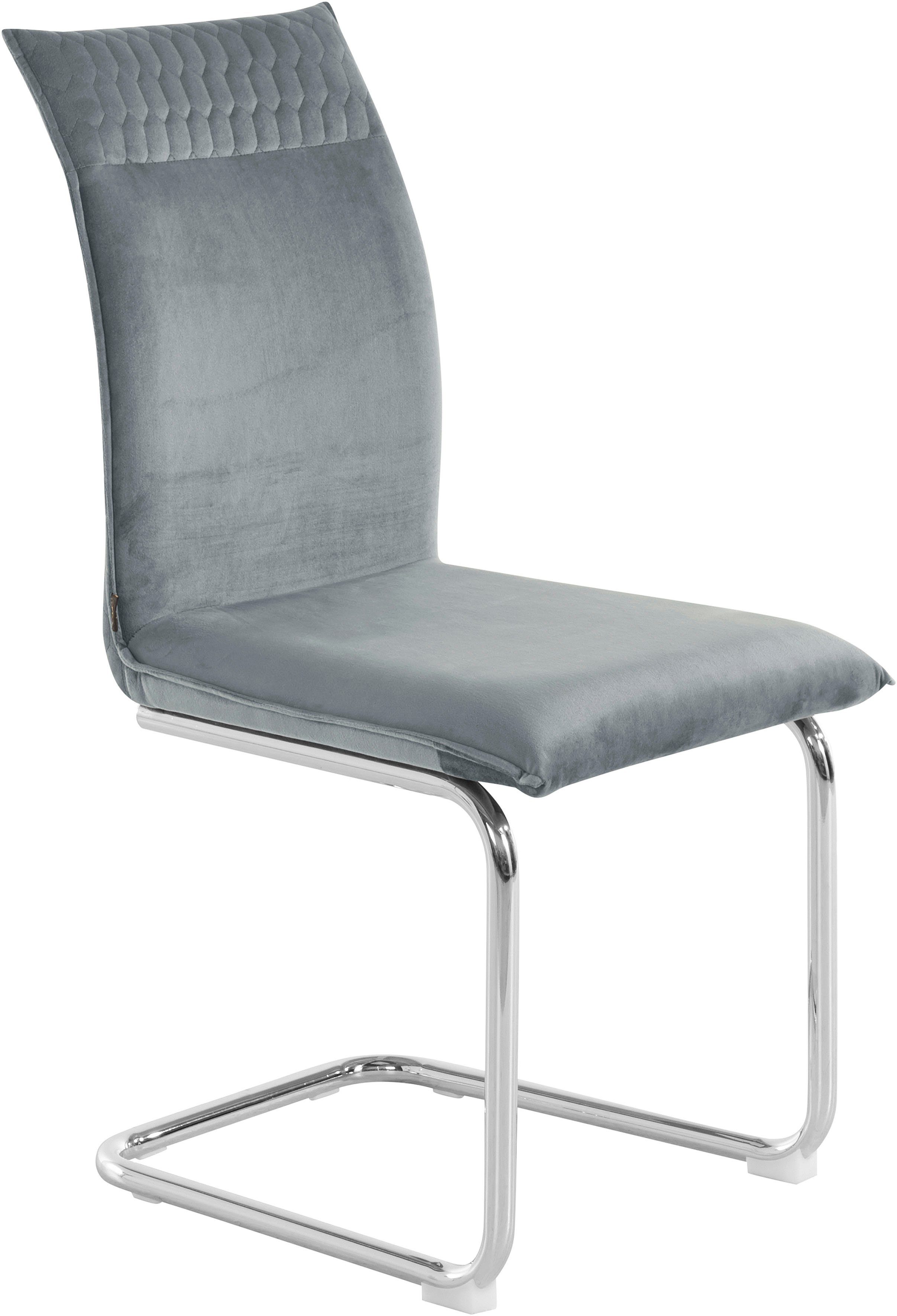 grau/chrom St), (2 Deorwine 2er 47 cm Sitzhöhe mit im verchromten | Set grau Leonique Metallbeinen, erhältlich, Freischwinger