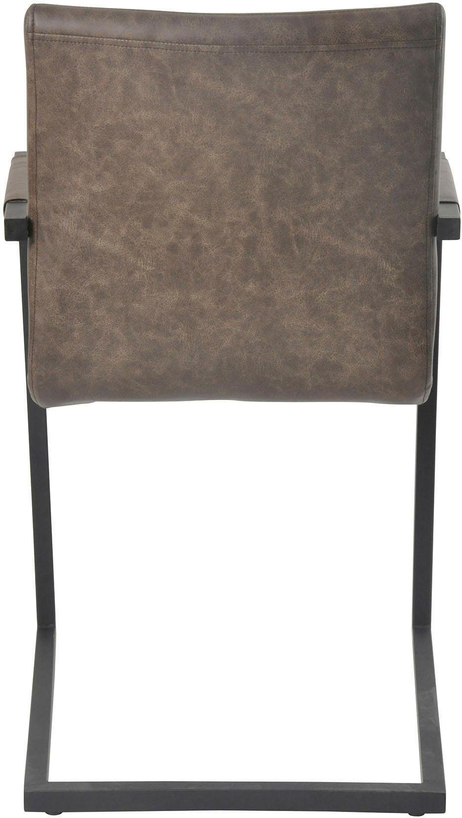 dunkelbraun Quersteppung mit auf (Set, Freischwinger SalesFever Armlehnstuhl Sitzbereich, und Rücken- St), 2