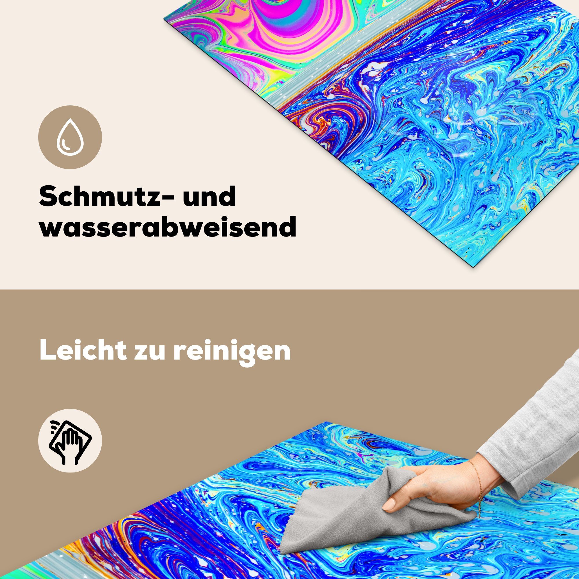 - tlg), Herdblende-/Abdeckplatte die cm, Schutz Formen Vinyl, - Farbe Ceranfeldabdeckung für küche, Psychedelisch, MuchoWow - Kunst Induktionskochfeld (1 81x52