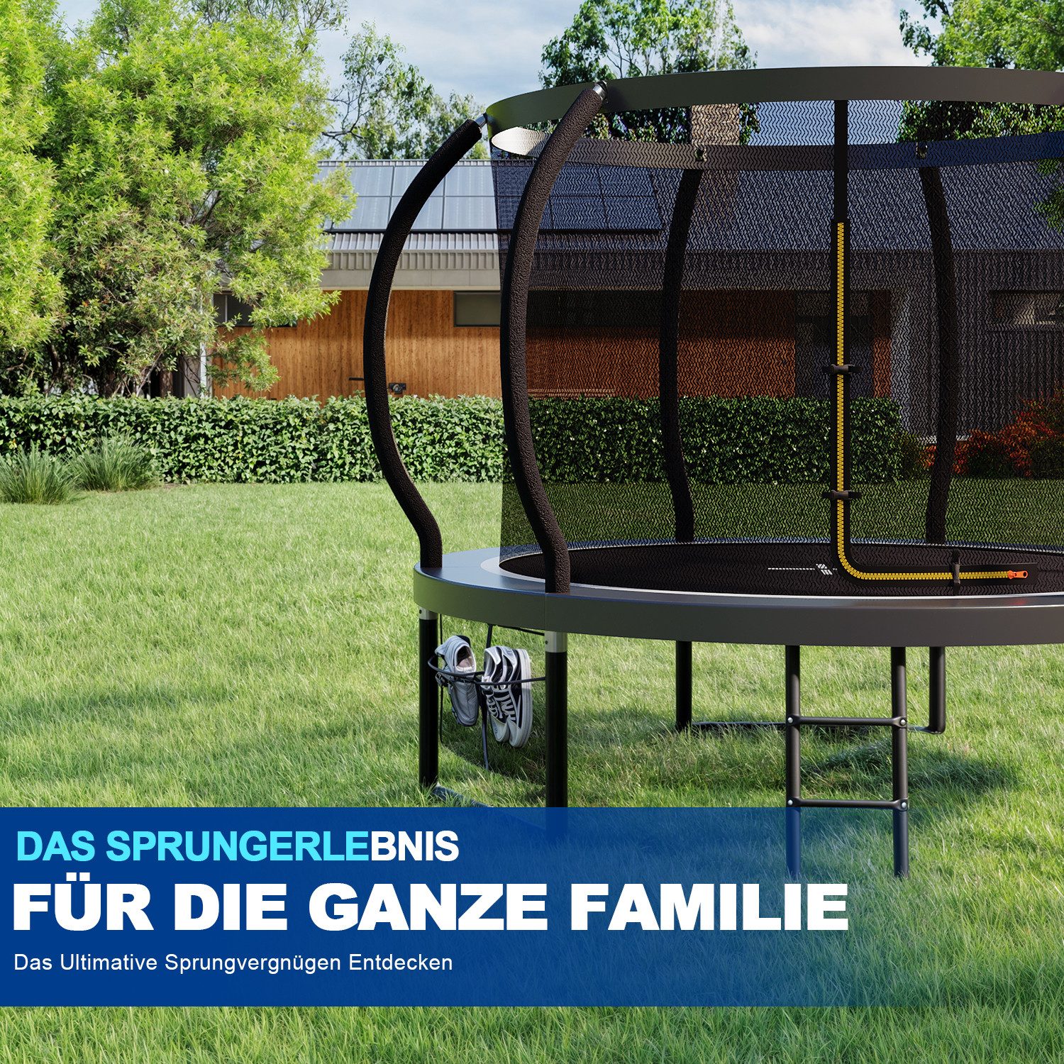 HOMALL Gartentrampolin Kindertrampolin Ø305/366, Gewicht 150kg, Ø 228 cm, (228 cm, Ø 228/305/366/427 cm, mit Sicherheitsnetz und Leiter, 360° Schutzgitter) – Bild 4 von 5