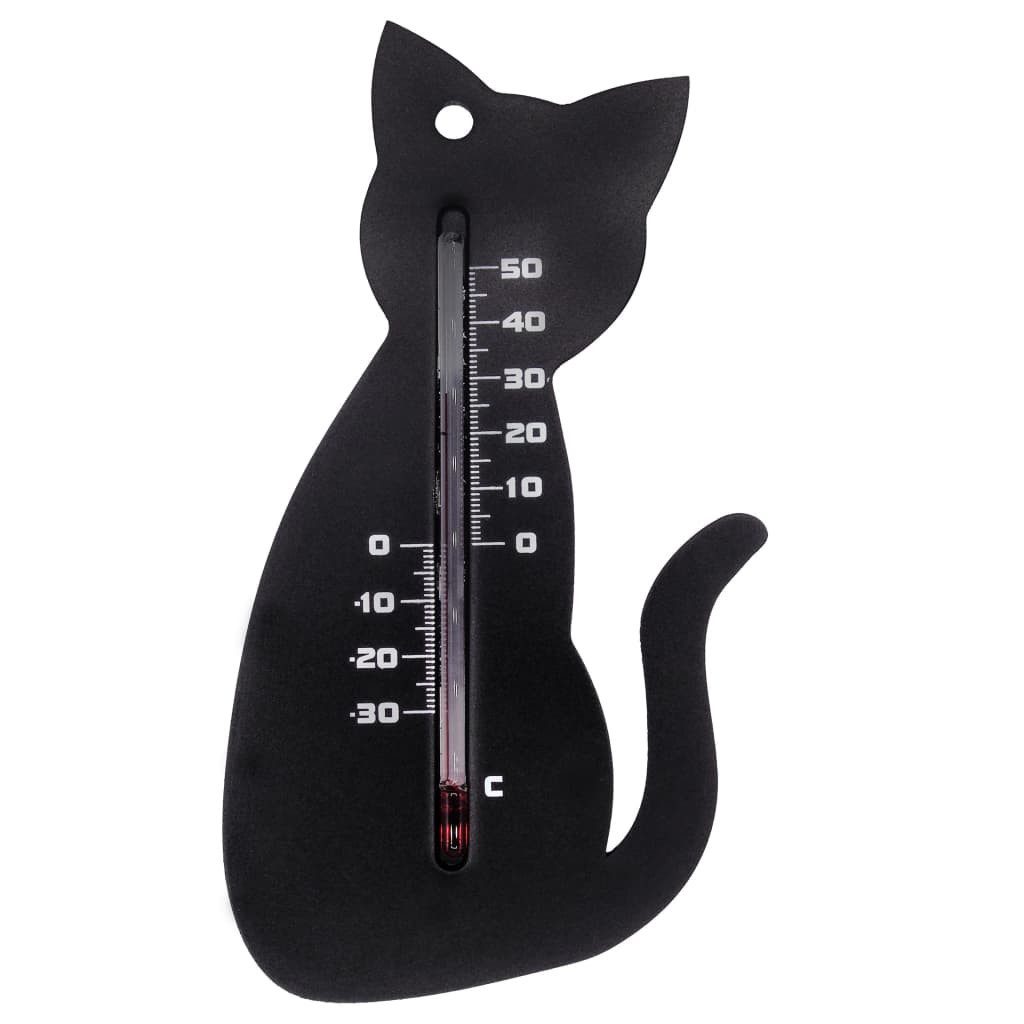 Raumthermometer Garten Wandthermometer Katzenform Schwarz
