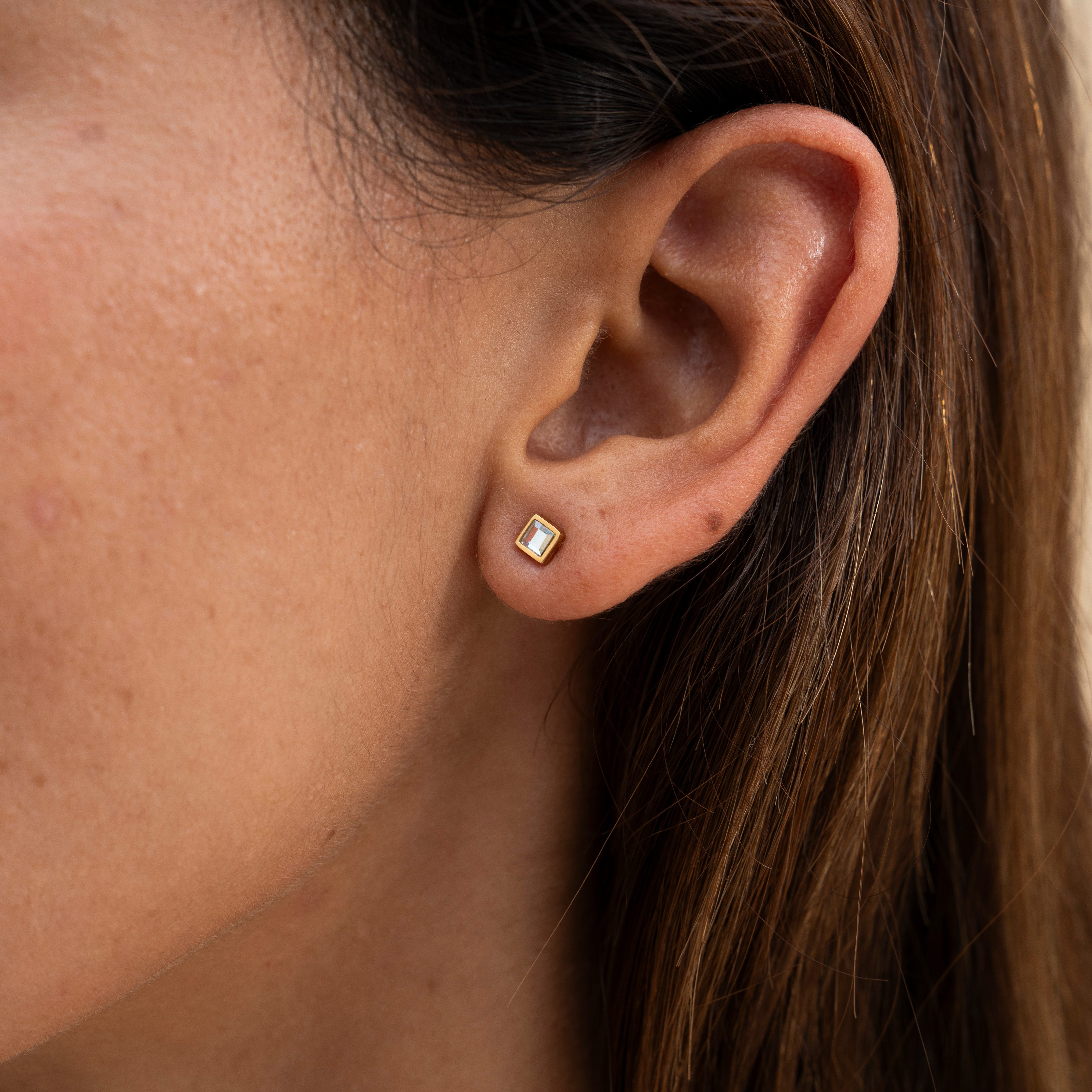 Made by Nami Paar Ohrstecker Damen Ohrstecker Quadratisch mit Edelstein aus günstig online kaufen