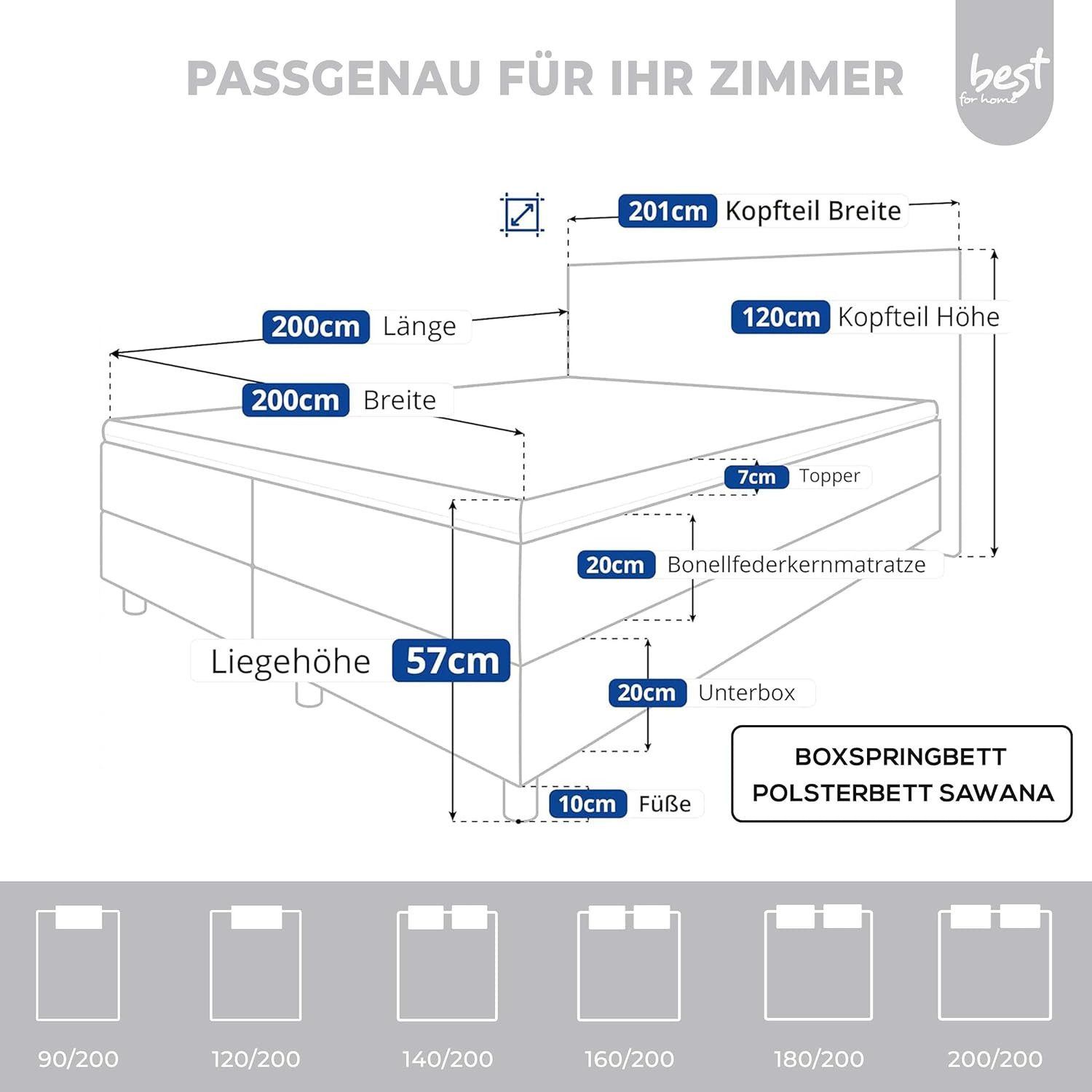 Best for Home Boxspringbett Best for Home Boxspringbett mit Bettkasten, Bon günstig online kaufen