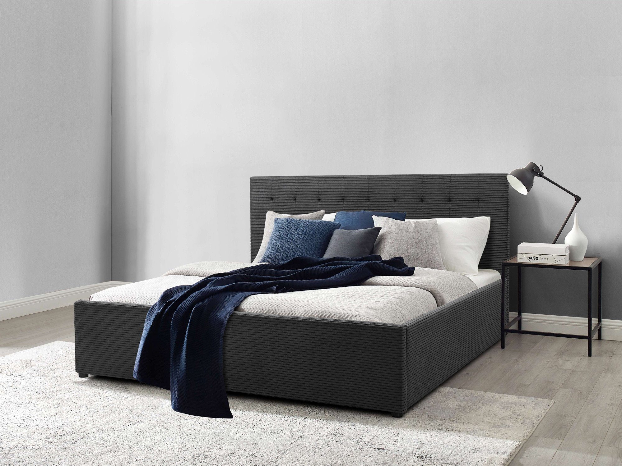 Home affaire Polsterbett Hamar, Knopfsteppung im Kopfteil, bis 250 KG belastbar (3 Breiten: 100cm/ 140cm/ 180cm), in verschiedenen Größen und Stoffen und Farben