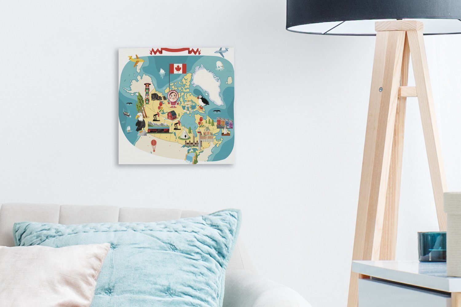 auf für Leinwand von einer Illustrationen Leinwandbild Schlafzimmer Karte Bilder (1 OneMillionCanvasses® Kanada, Wohnzimmer St),