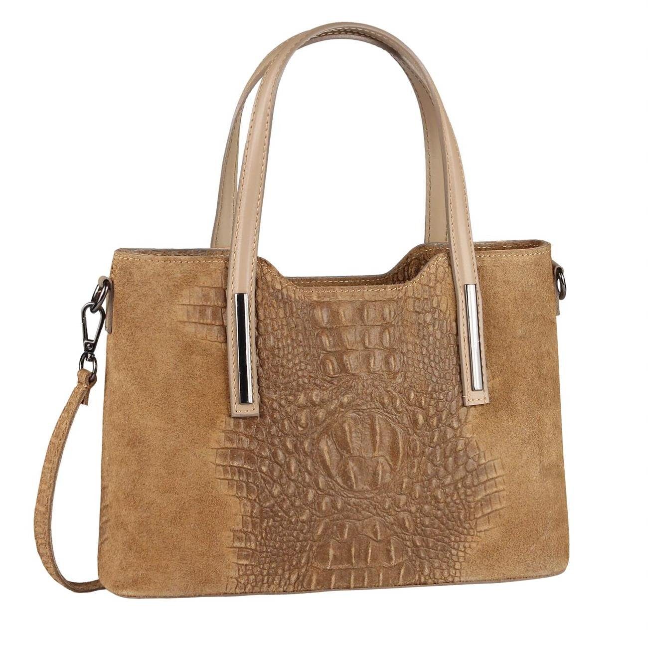 ITALYSHOP24 Schultertasche Made in Italy Damen Leder Handtasche, als CrossOver, Umhängetasche, Shopper tragbar