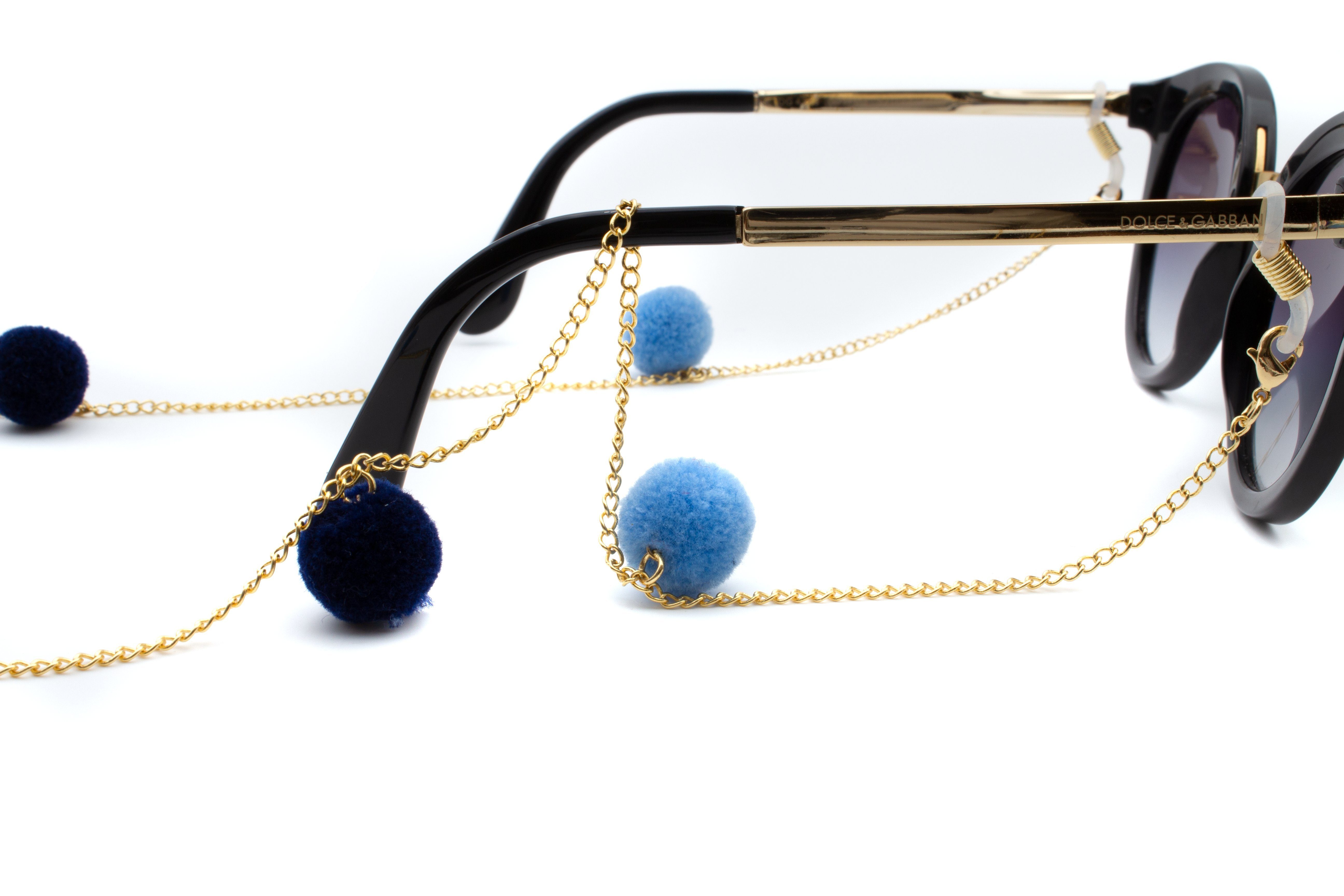 - Samtoptik 18 aus GERNEO® Bommeln - Versiegelung Brillenkette Tel & Blau-Türkis Aviv Silber GERNEO Premium Gold Brillenband, Brillenband in 925er oder Karat