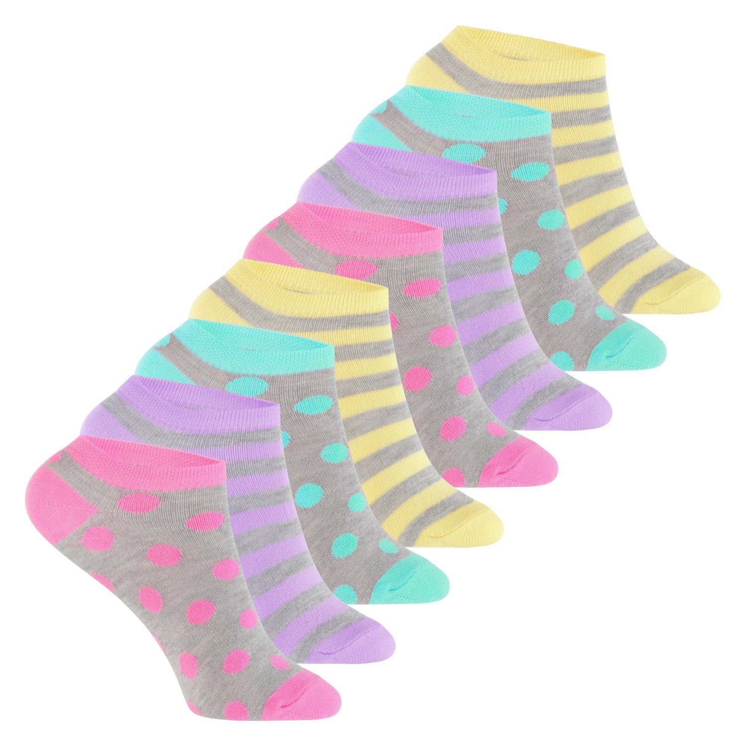 Footstar Kurzsocken Kinder Sneaker Socken (8 Paar) für Mädchen & Jungen, bunt Pastelltöne Mehrfarb-Pack