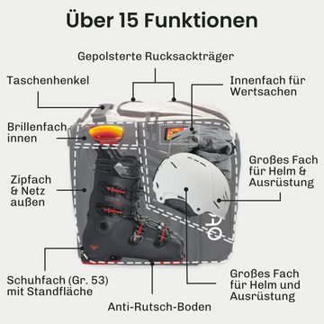 Otaro Sporttasche Skischuhtasche mit Helmfach & bequemen Rucksackträger, Pro 57L (Schutz für deine Ausrüstung, Perfekt durchdacht, ausklappbare Standfläche, für Skifahrer & Boarder)