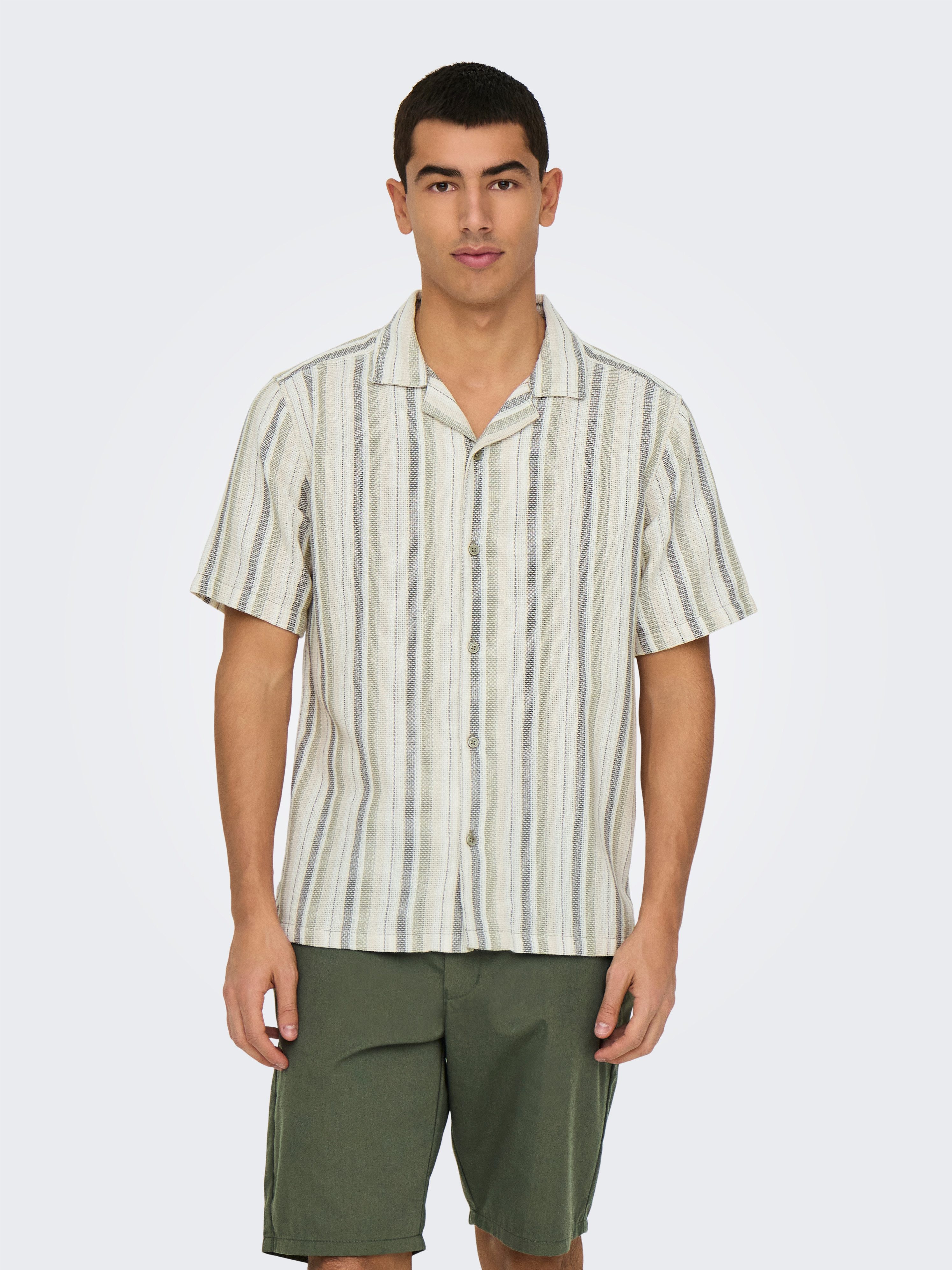 ONLY & SONS Kurzarmhemd ONSTREV LIFE REG STRIPE SS SHIRT NOOS